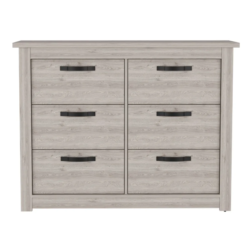 CoSoTower 6 Drawer Double Dresser , Four Legs, Metal Hardware -Light Gray