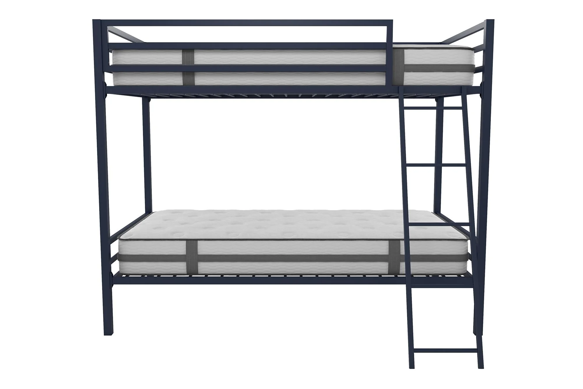 Novogratz Maxwell Twin-Over-Twin Metal Bunk Bed with Ladder and Guardrails, Easy Assembly, Navy Blue