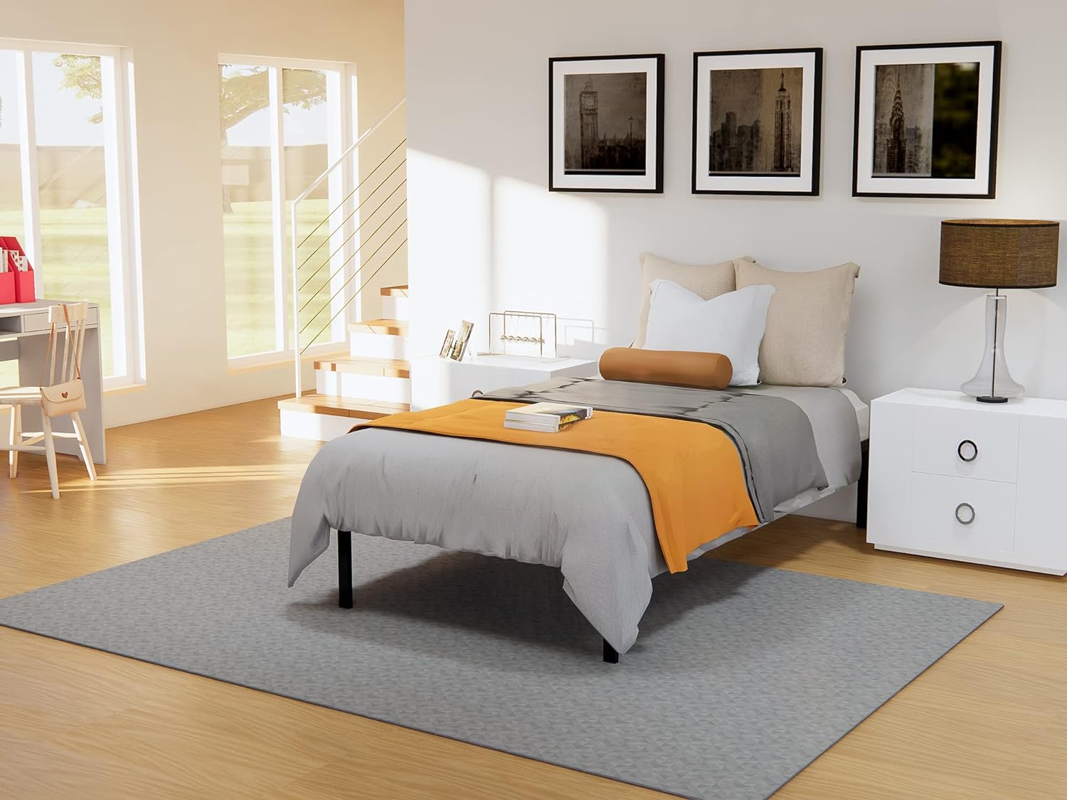 NWTBBLK Norwich Modern Bed Frame With 4 Hardwood Legs - Magnificent Bed In Powder Coating Black Color