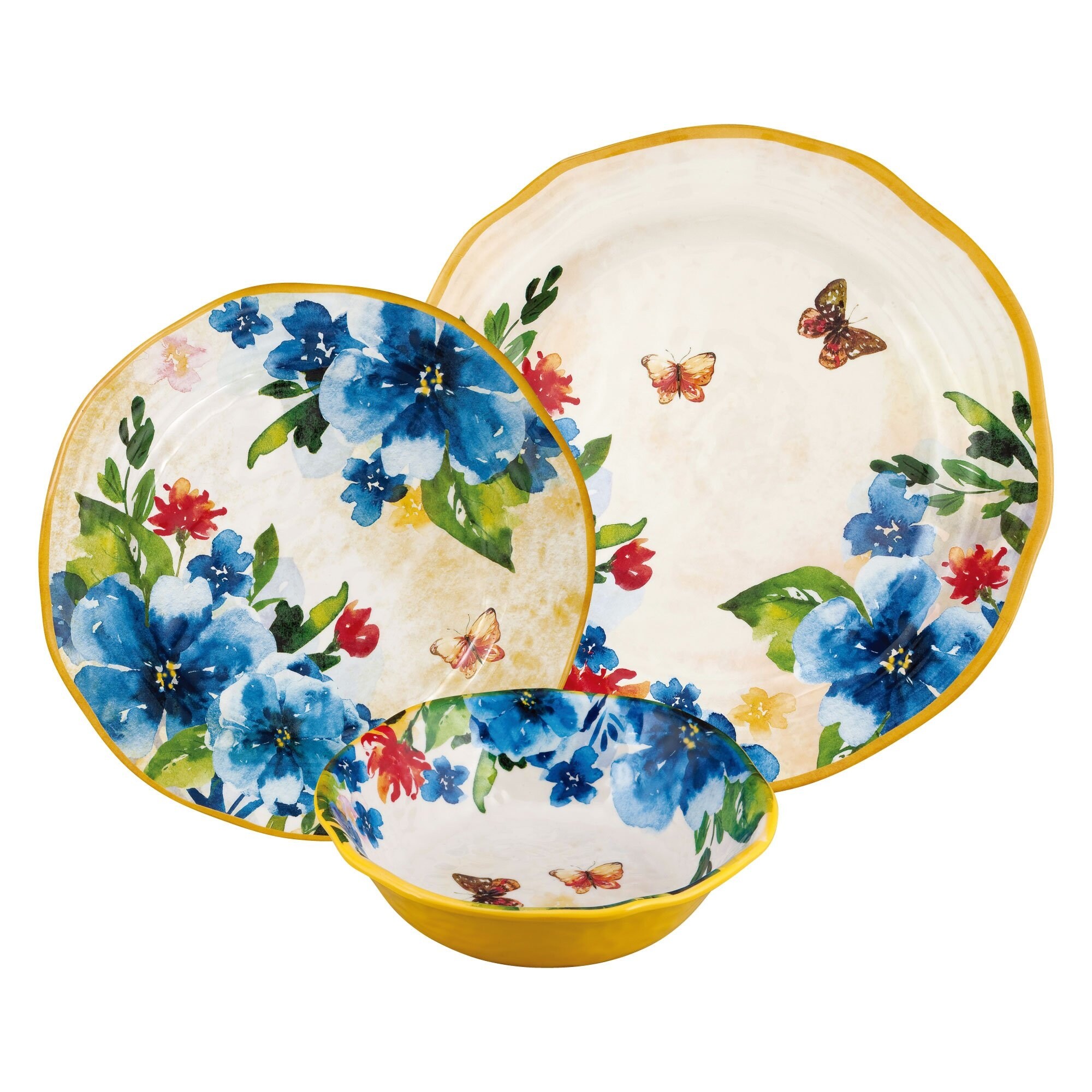 UPware 12-Piece Butterfly Melamine Dinnerware Set