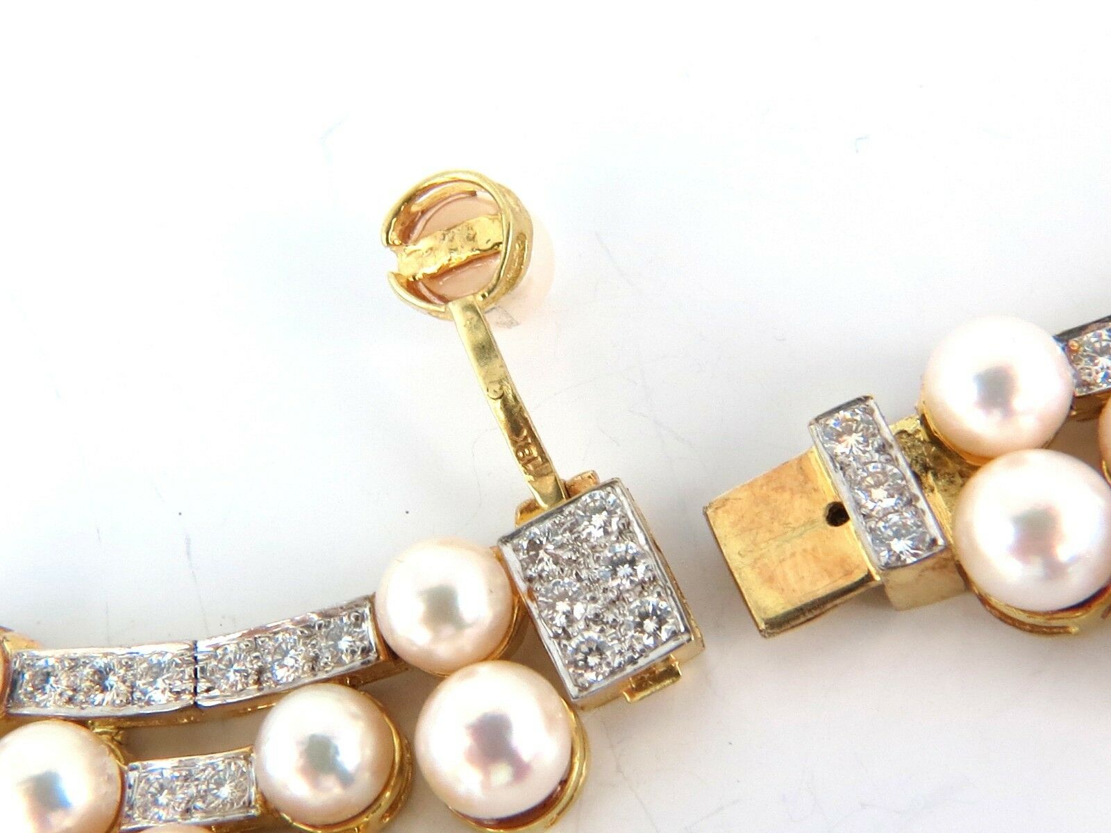 10.00ct NATURAL DIAMONDS & AKOYA PEARLS 18kt NECKLACE OPERA RIVIERA