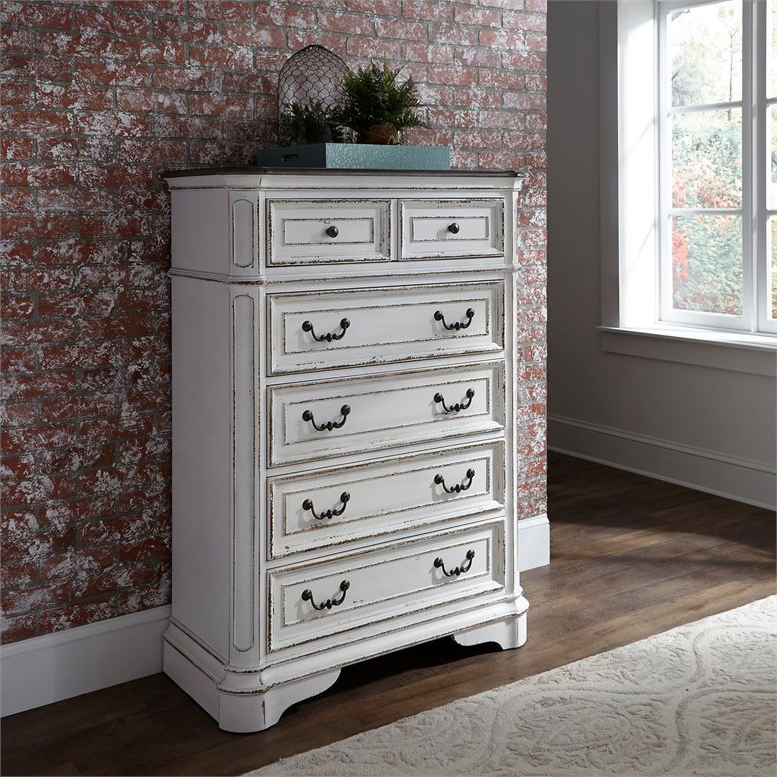 Beaumont Lane 5 Drawer Chest in White Oak