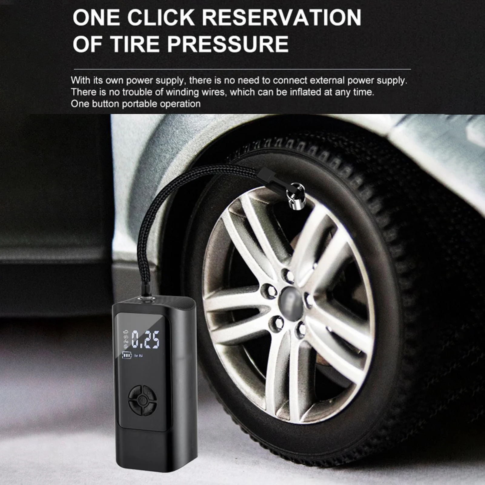 GoolRC Portable Smart Digital Air Pressure Electric Inflator Pump Wireless Black For Cars Automobile Inflatable mat