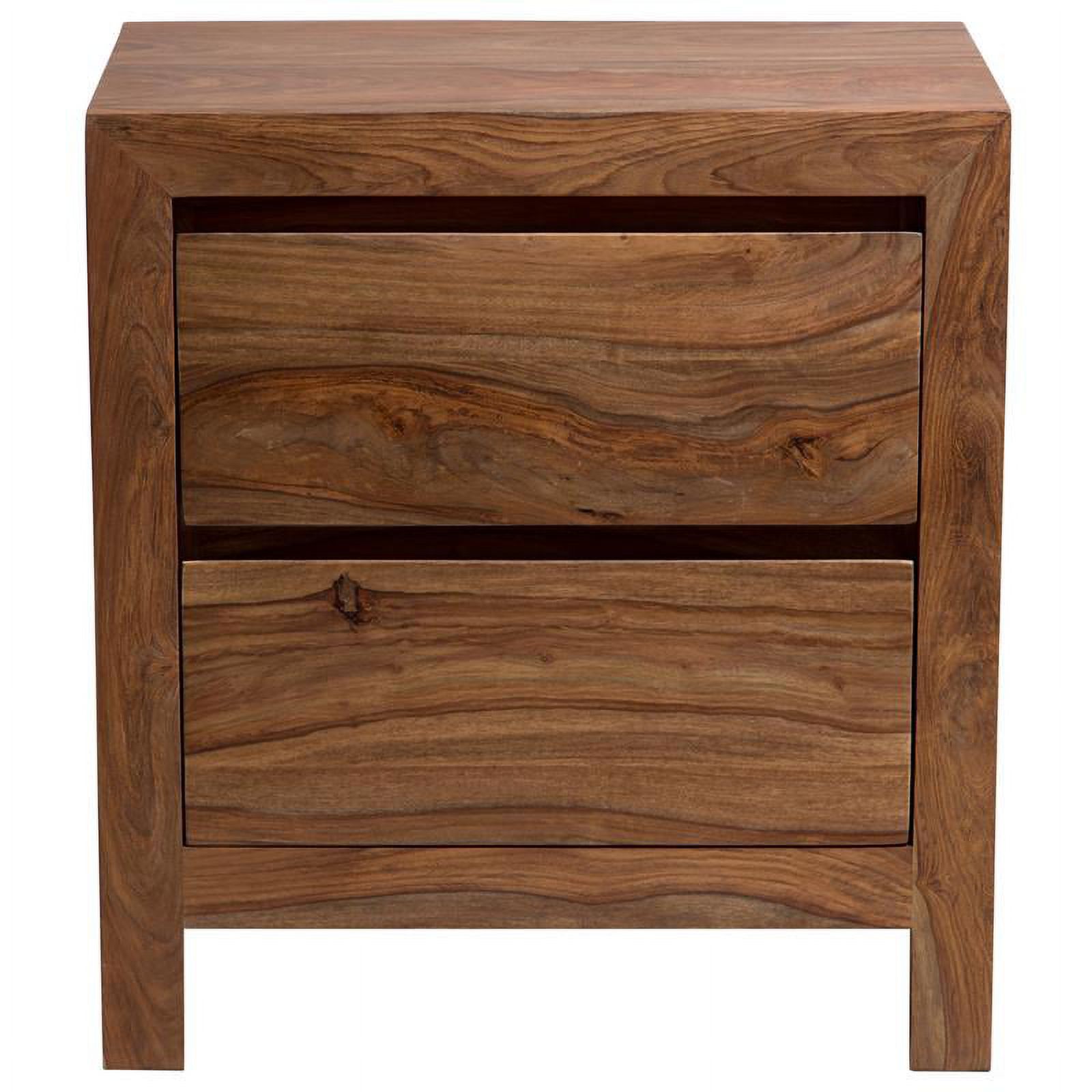 Avalon Mid-Century Modern Sheesham Wood 2 Drawer Nightstand