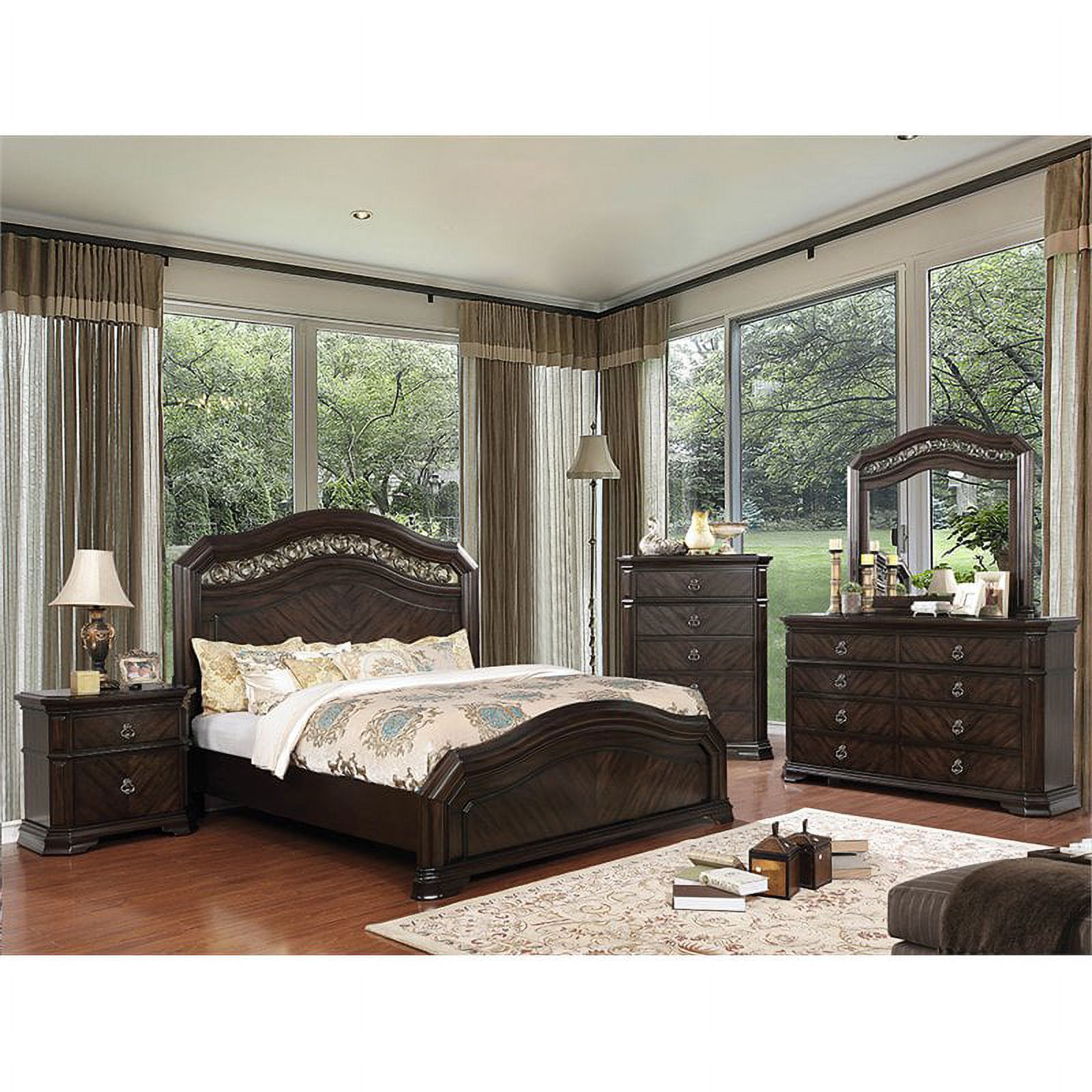 Furniture of America Kaylani Traditional Wood King Panel Bed in Espresso