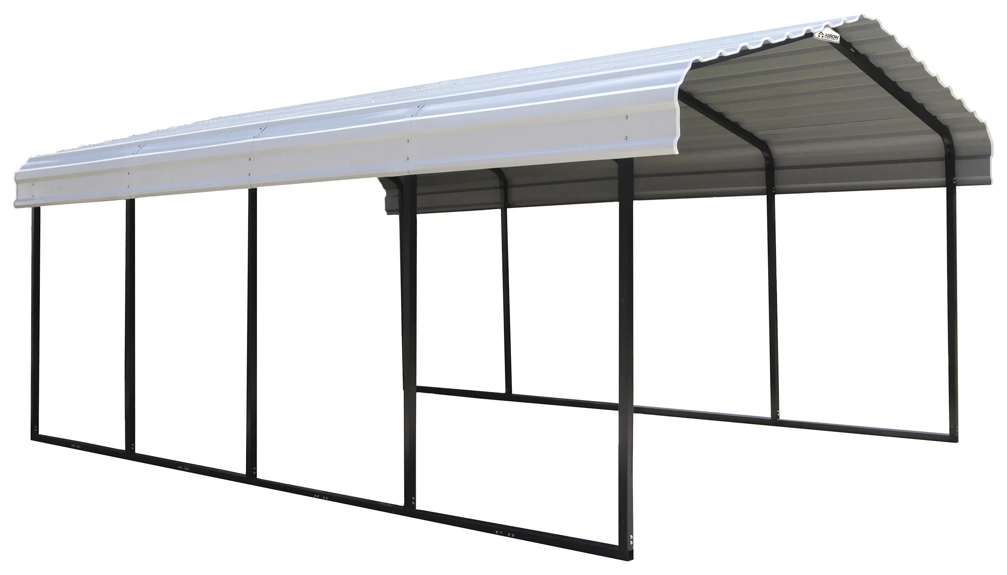 Steel Carport 12 x 20 x 7 ft. Galvanized Black/Eggshell