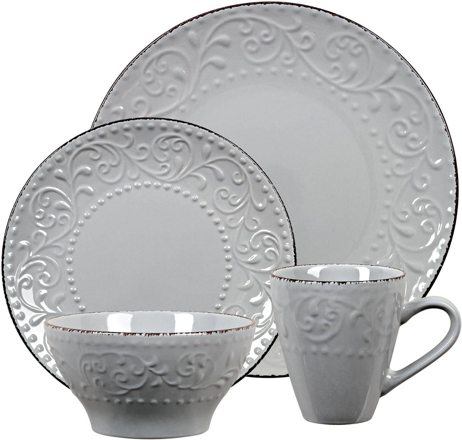 LH527 Dinnerware Set For Entertaining, One Size, Gray