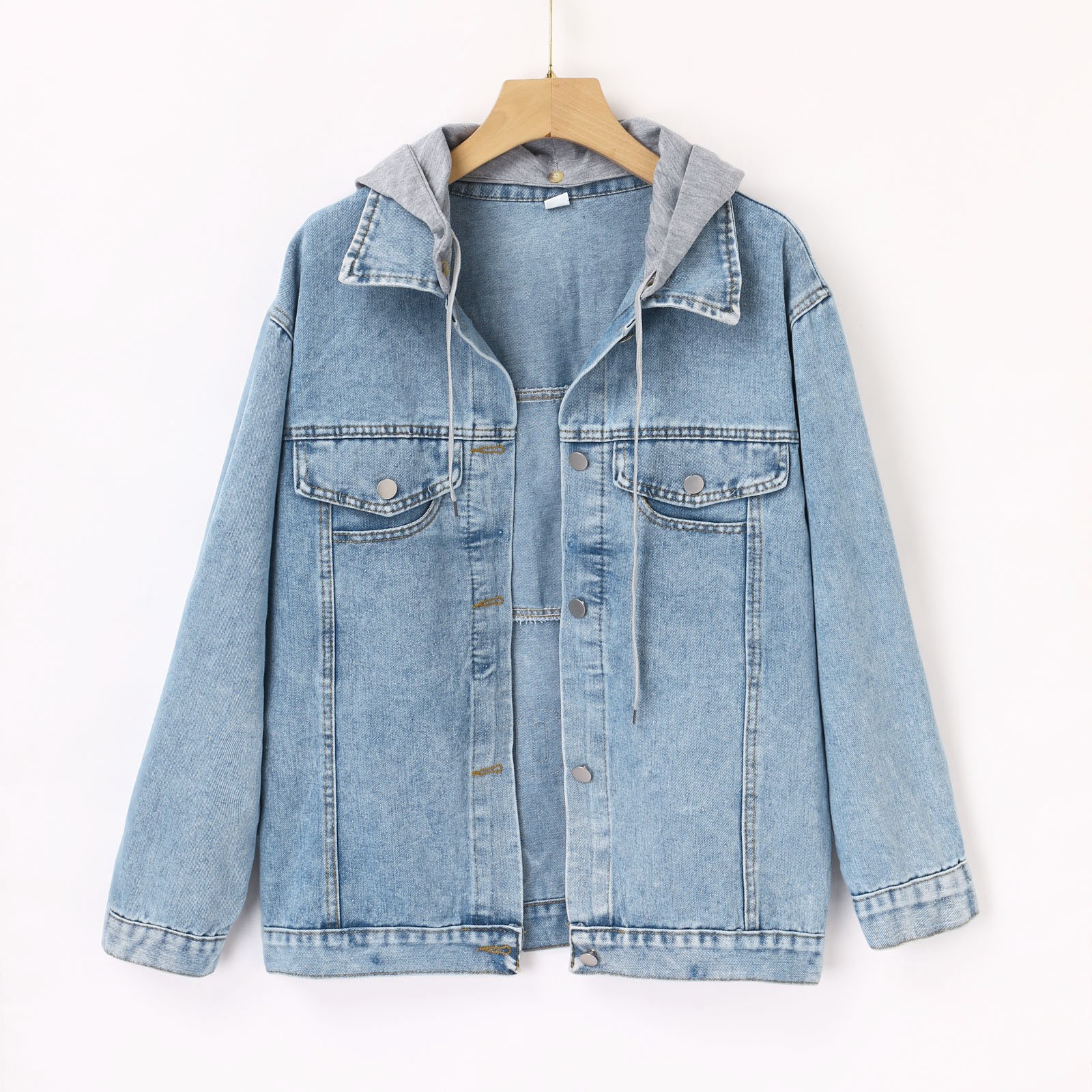 PMUYBHF Womens Denim Jackets Lightweight Trendy Dressy Light Jackets for Women Casual Summer Women Warm Vintage Button Down Distressed Short Denim Jean Jacket Coat with Pocket Pink Blazer Dress
