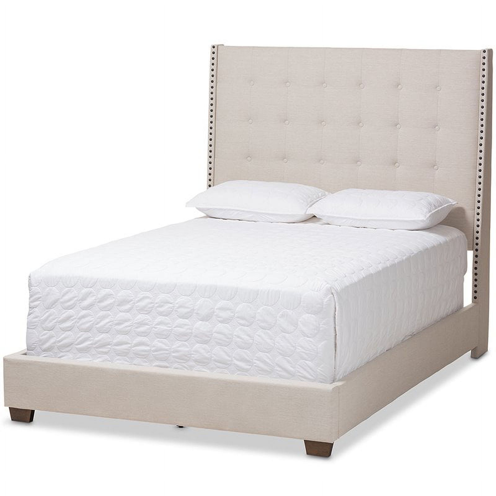 Bowery Hill Tufted King Panel Bed in Light Beige
