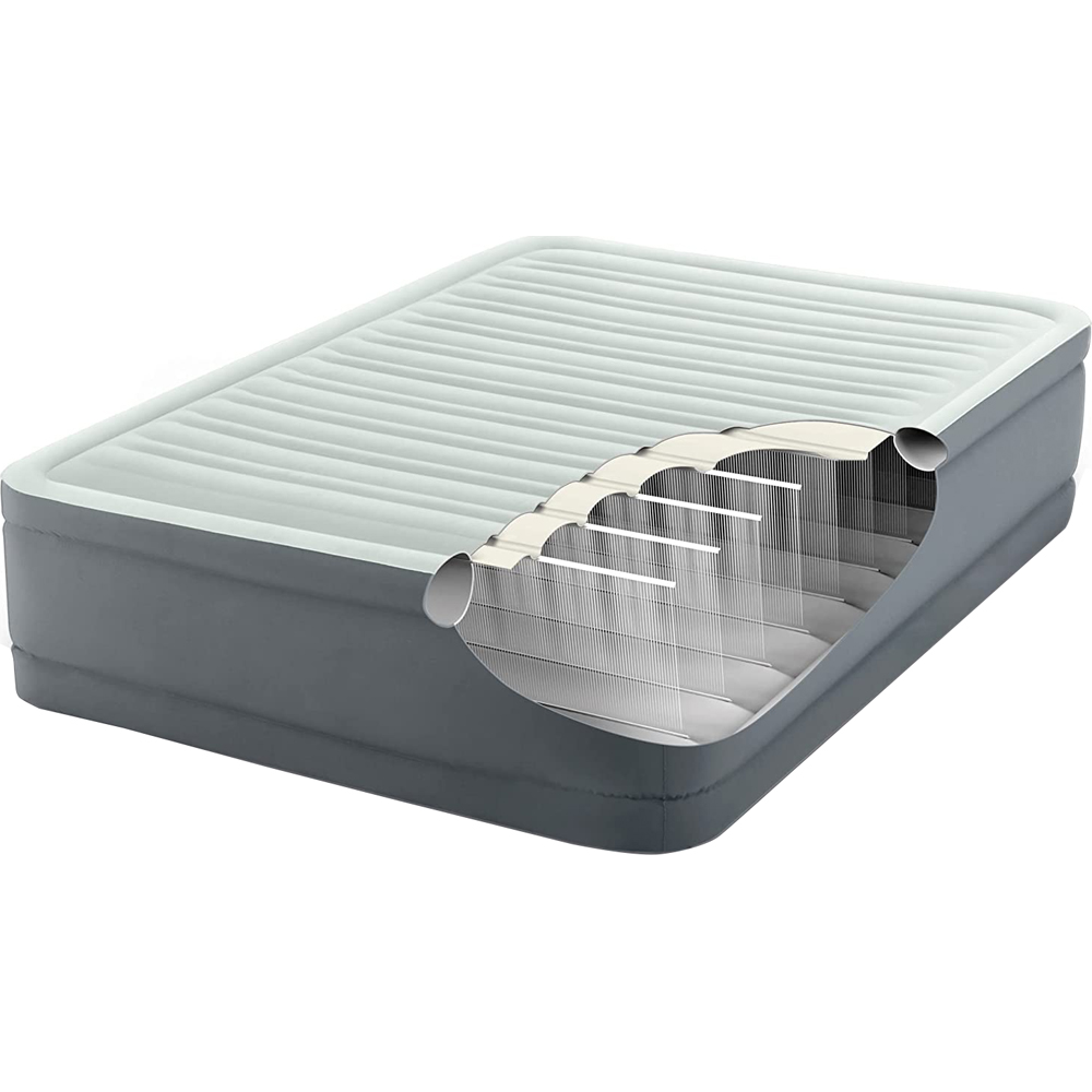 Open Box Intex PremAire I Fiber-Tech Elevated Dura Beam Technology Home Air Mattress Bed with Electric Built-in Pump, Full