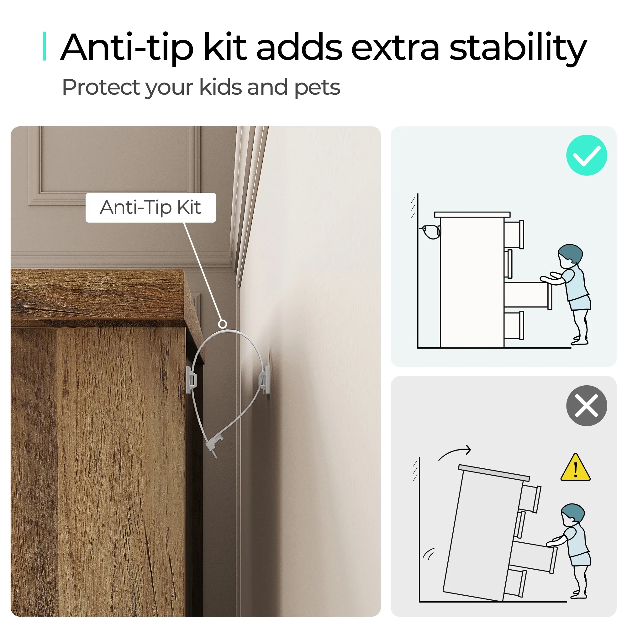 LINSY HOME Brown Dressers,Chest of 5 Drawers