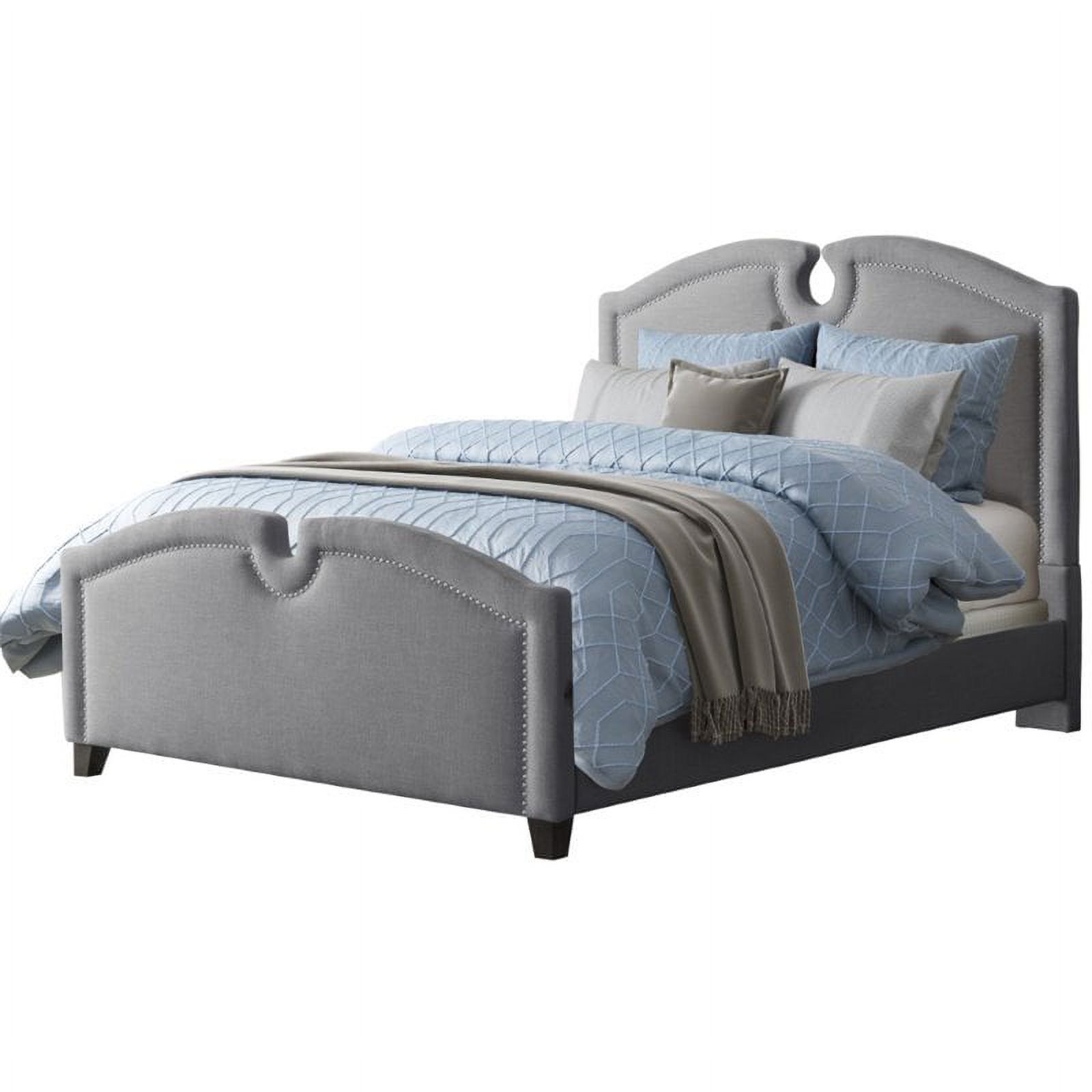 Atlin Designs Upholstered Fabric King Panel Bed with Headboard in Gray