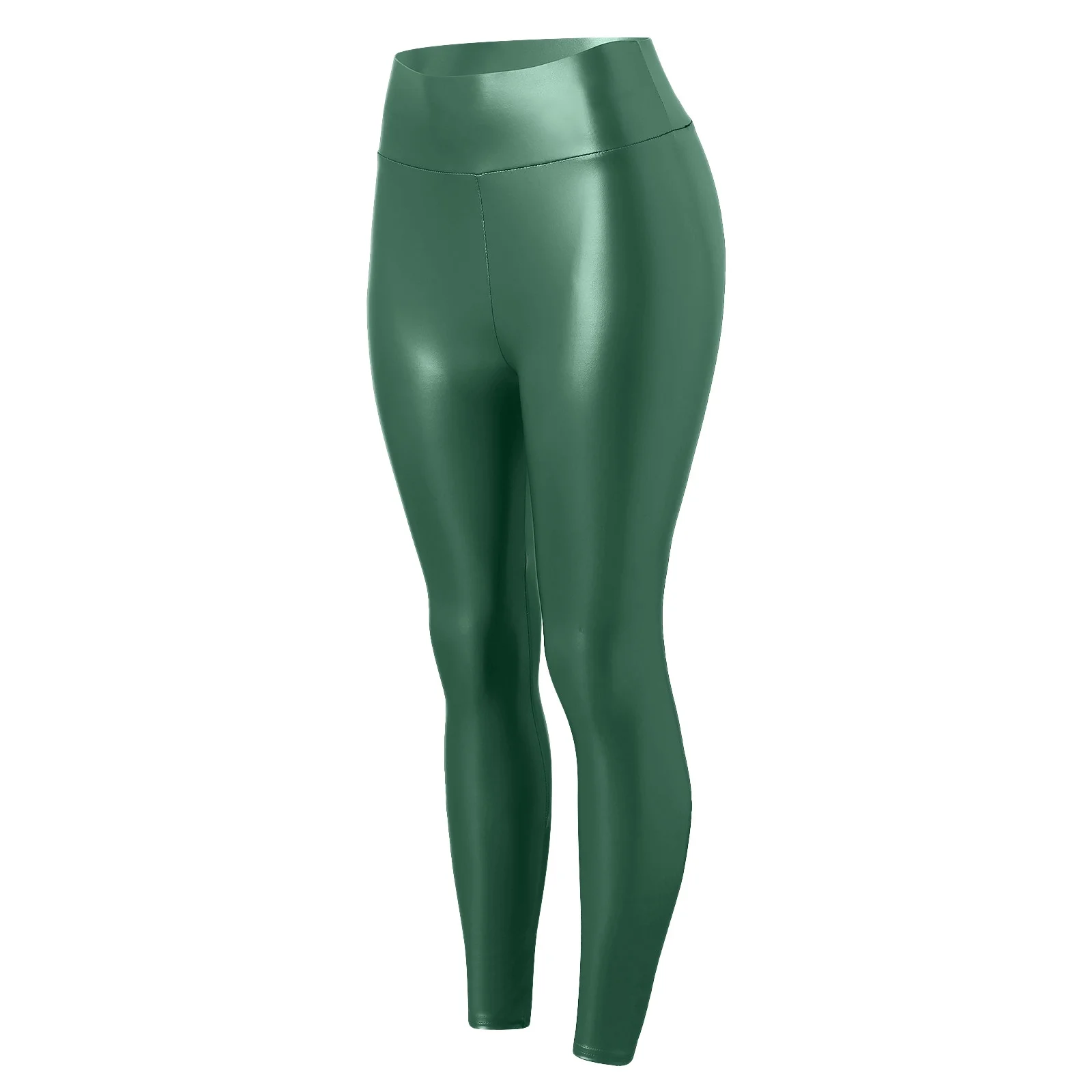 Gyouwnll Womens Faux Leather Leggings Stretch High Waisted Pleather Pants(Green M)