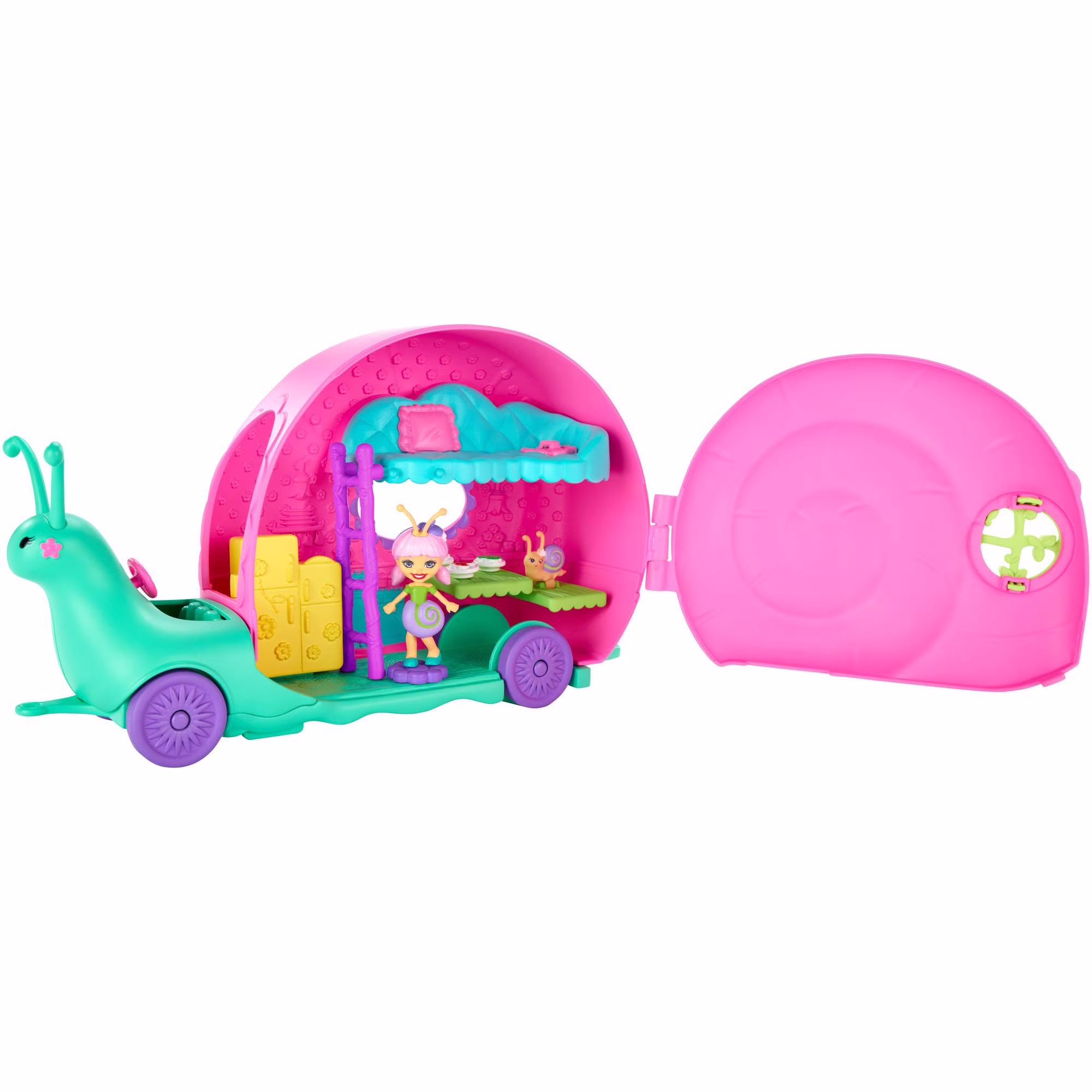 Enchantimals Slow-mo Camper Vehicle Playset with Saxon Snail Doll