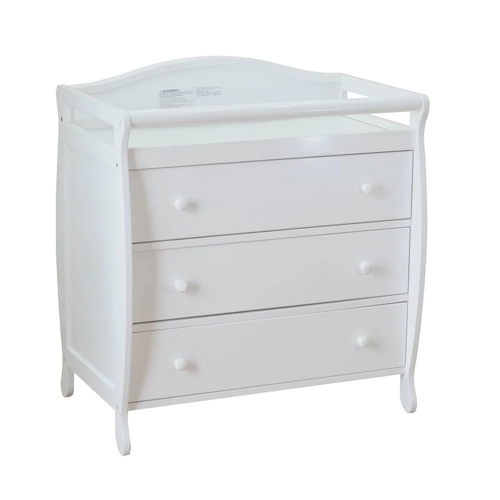 AFG Grace 3-Drawer Changing Table White with Contoured Changing Pad and Fabric Cover