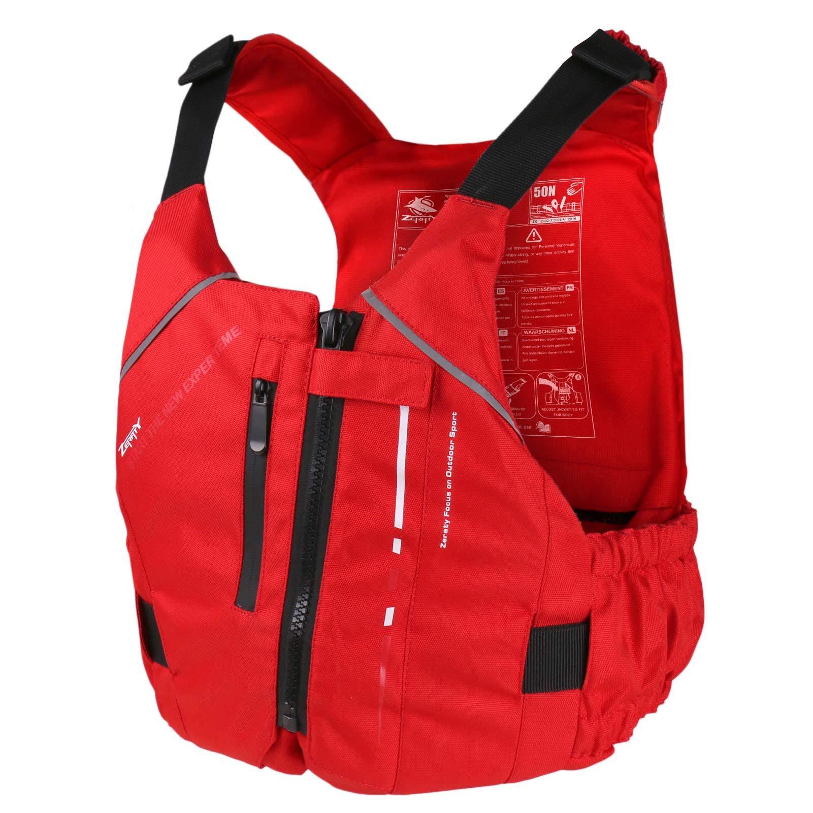 Zeraty Life Jacket for Adult,Float Buoyancy Aid Swim Vest for Swimming, Snorkeling, Kayaking Sailing,Red