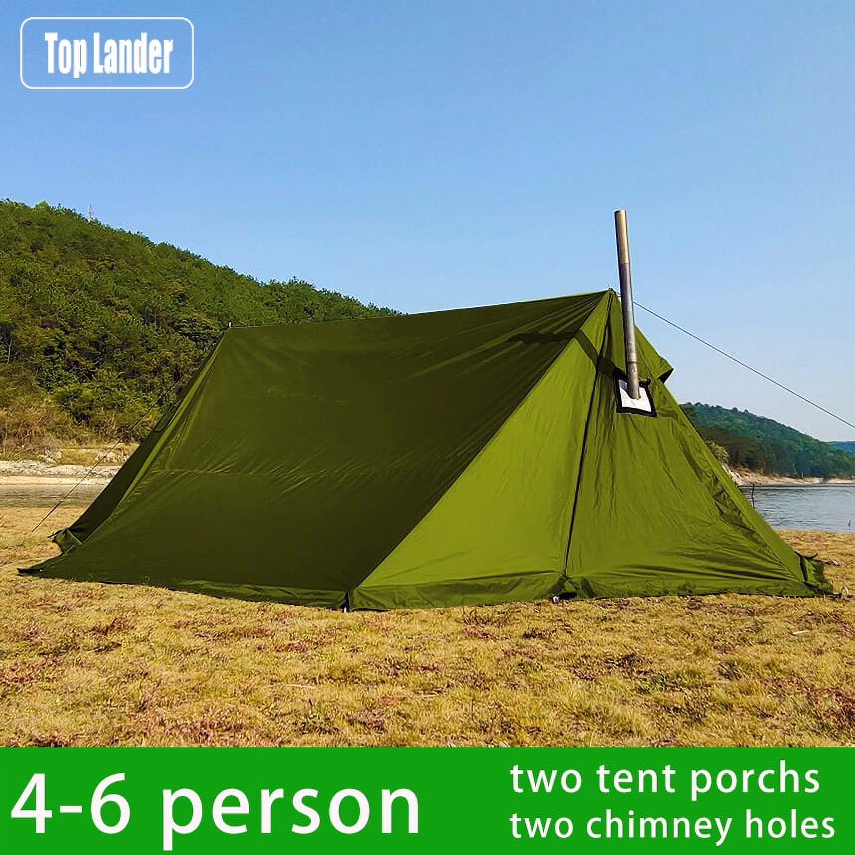 4 Person Tents for Camping Waterproof with Two Porch Hot Tent Bushcraft Shelter 4 Season Family Tent