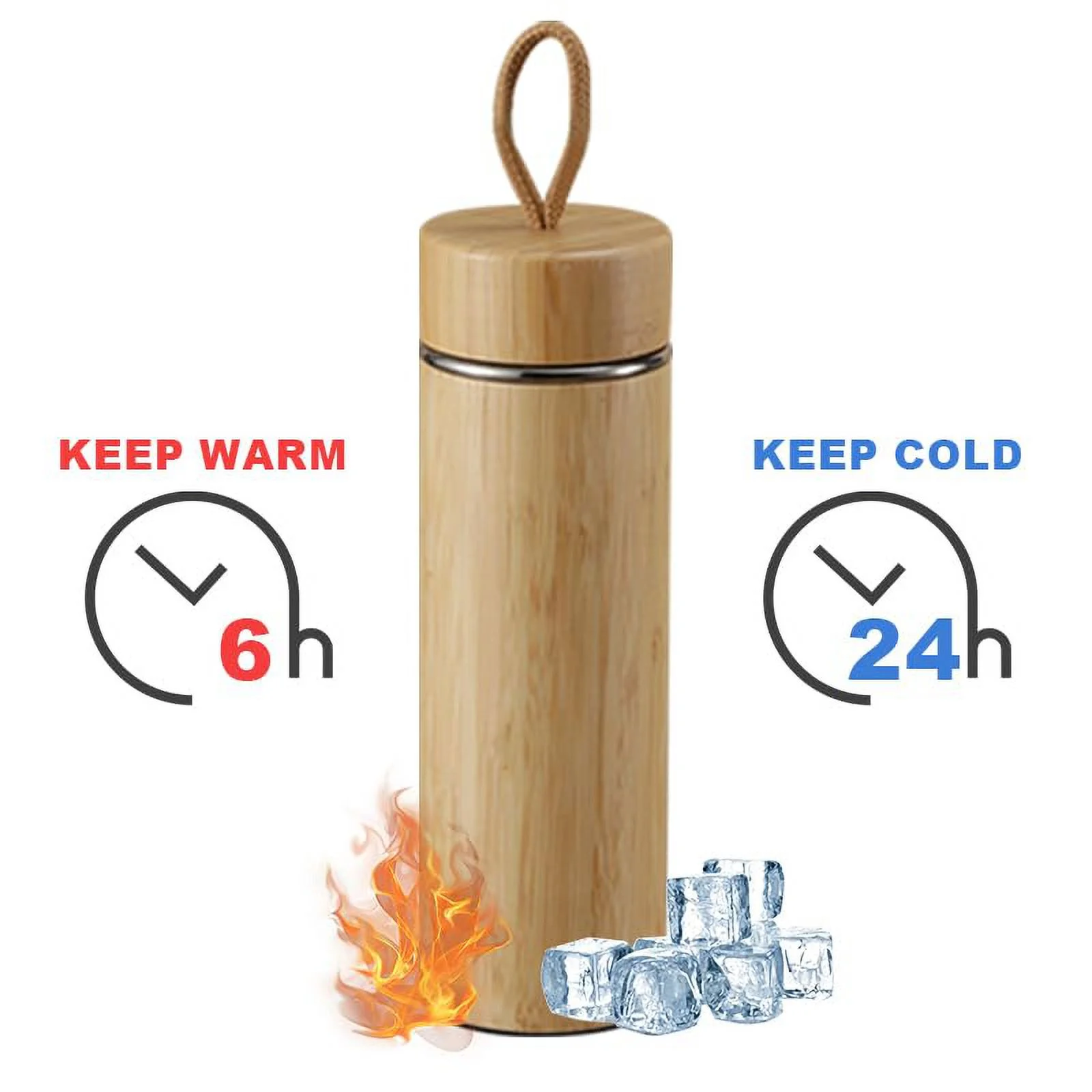 BAMBOO CRAFT THERMOS Cup Double Wall Vacuum Coffee Tumbler Tea Mug Handle Insulated Stainless Steel Water Beverage Bottle Dispenser Slate Matte Para Caf&eacute; Collection