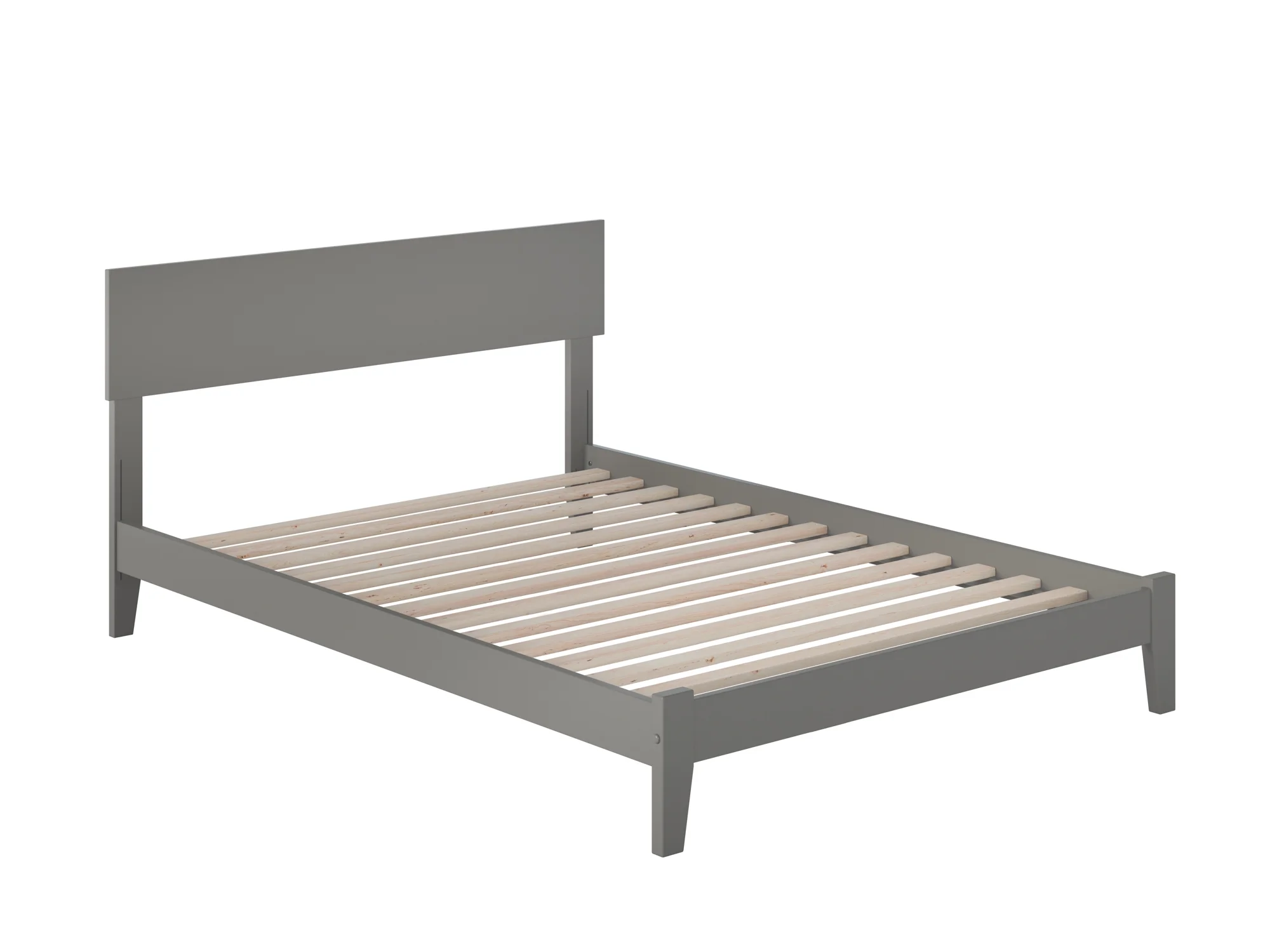 AFI Orlando Full Low Profile Wood Platform Bed Frame with Panel Headboard, Grey