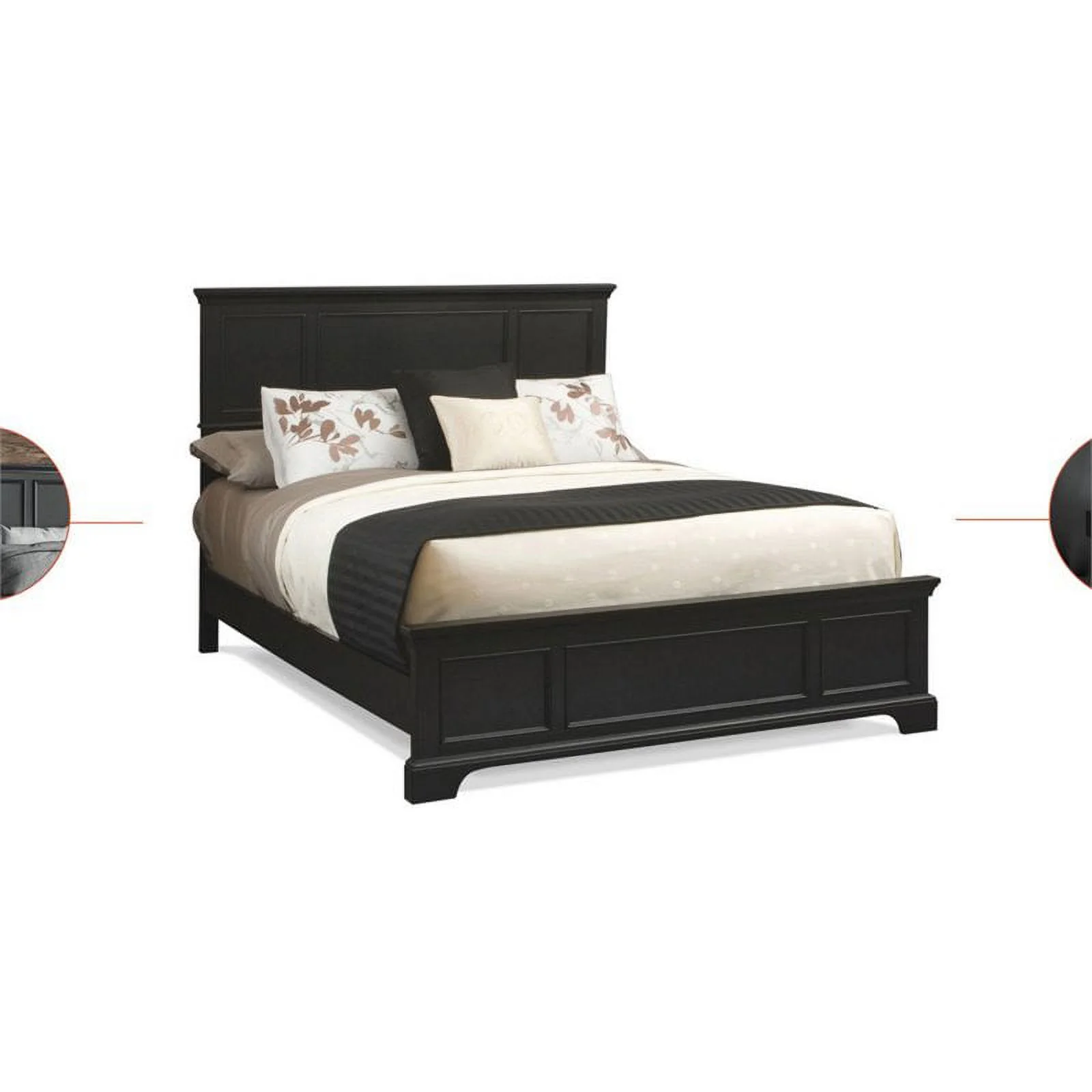 Pemberly Row Traditional styled Wood Queen Bed in Black Finish