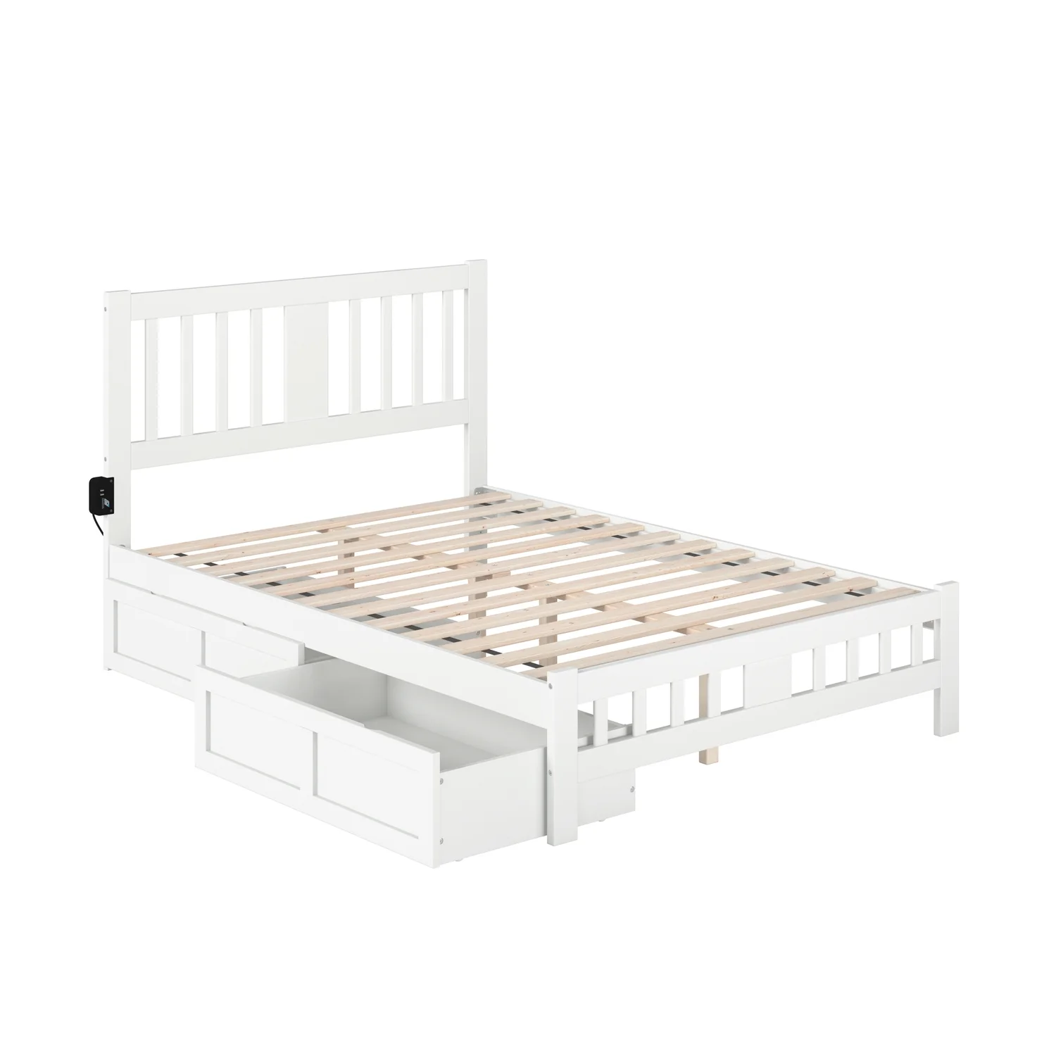 AFI Tahoe Wood Full Bed with Footboard and 2 Drawers in White