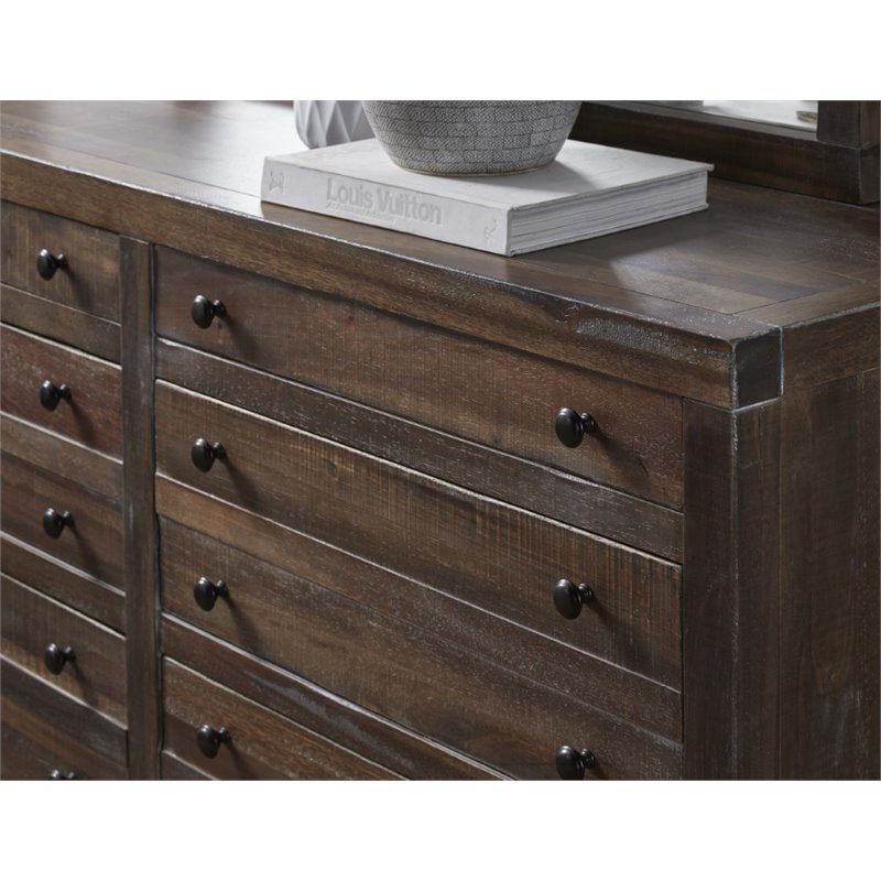 Bowery Hill 8 Drawer Solid Wood Dresser in Java