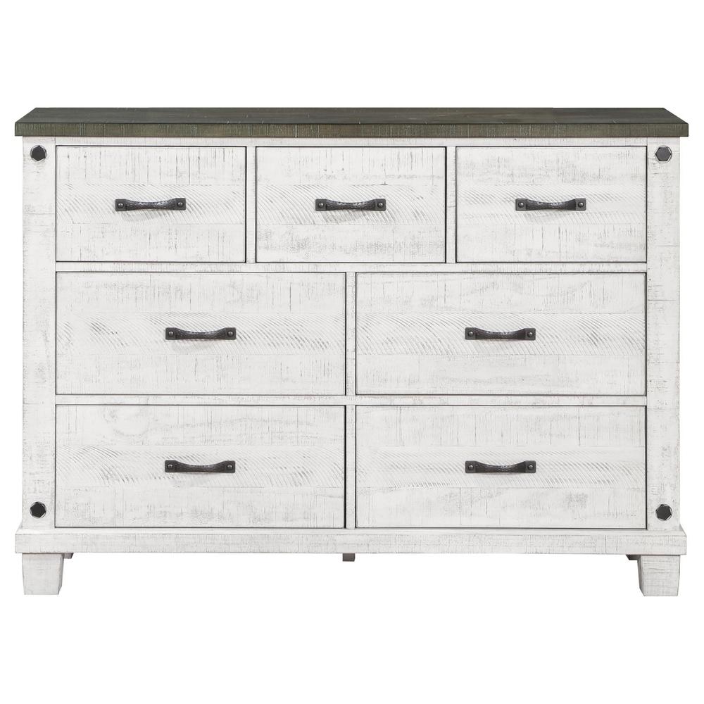 Coaster Lilith 7-drawer Wood Dresser Distressed Distressed Gray and White