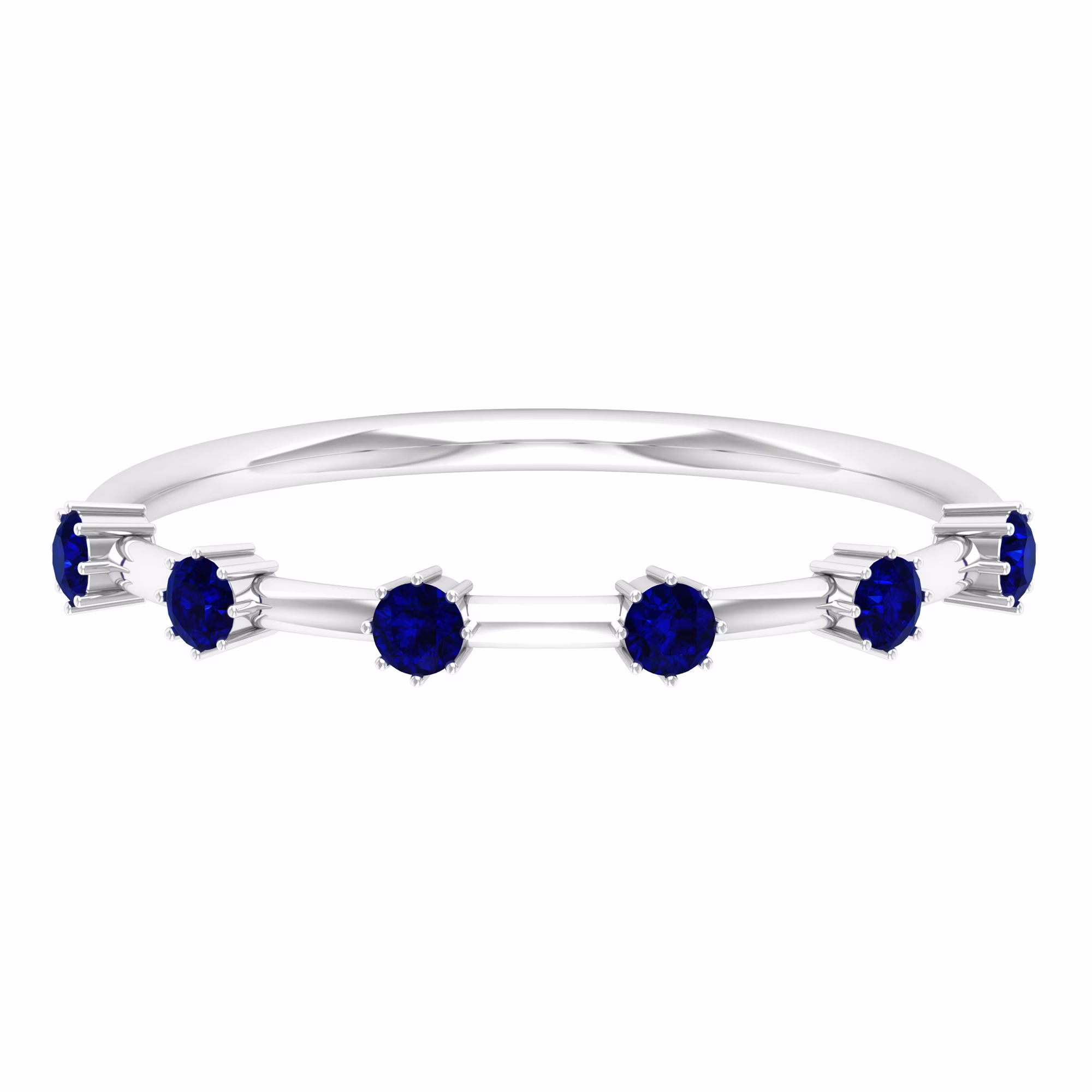 0.25 CT Simple Created Blue Sapphire Stackable Band Ring, 925 Sterling Silver, US 4.00