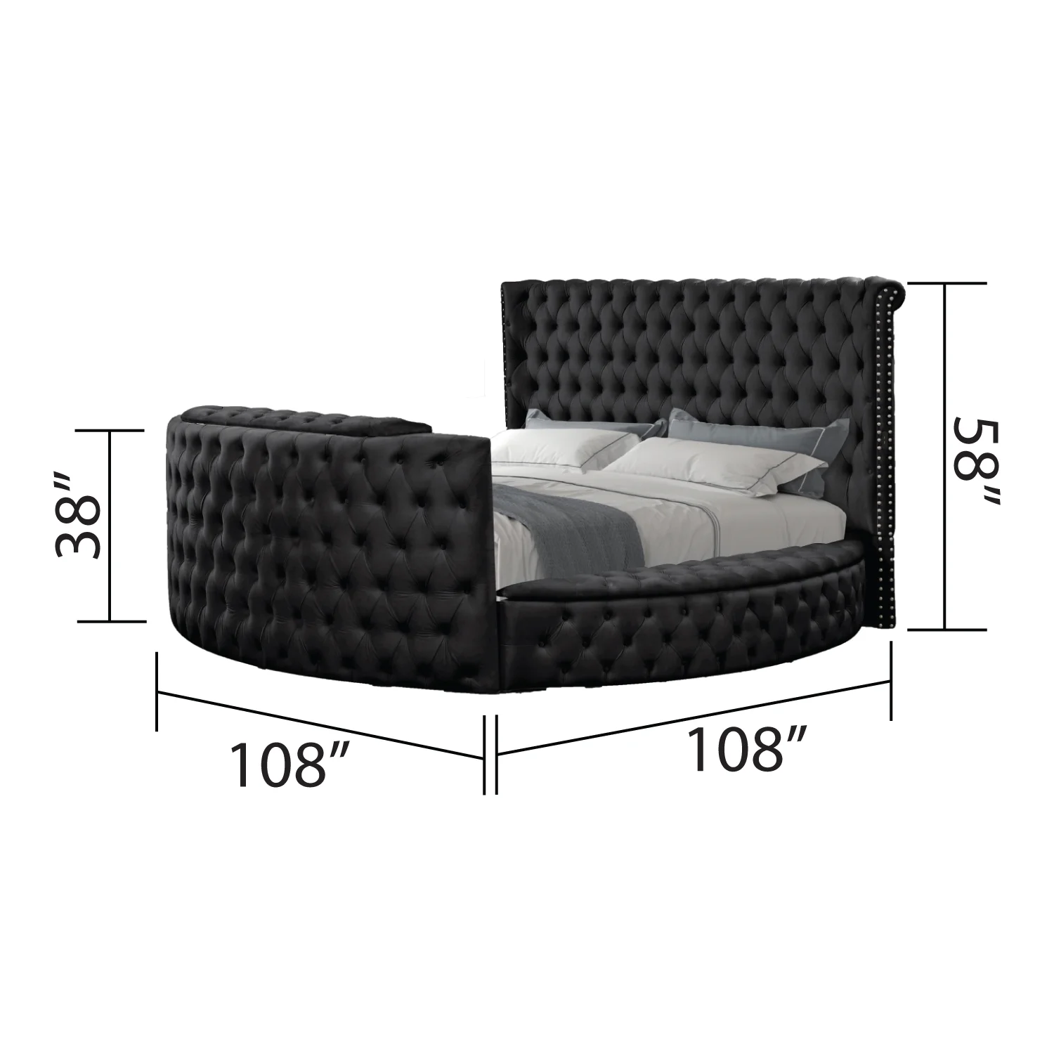 Maya Modern Style Queen Bed made with Wood in Black