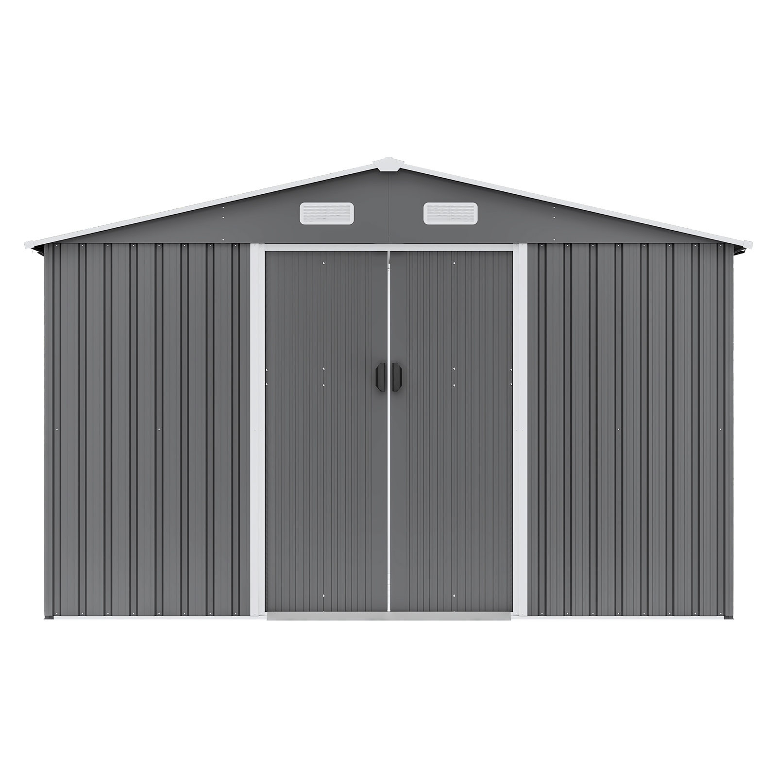 SYTHERS 10x8 FT Outdoor Storage Shed, Metal Garden Sheds Kit with Double Lockable Door, All Weather Garden Tool Sheds for Backyard Patio, Grey