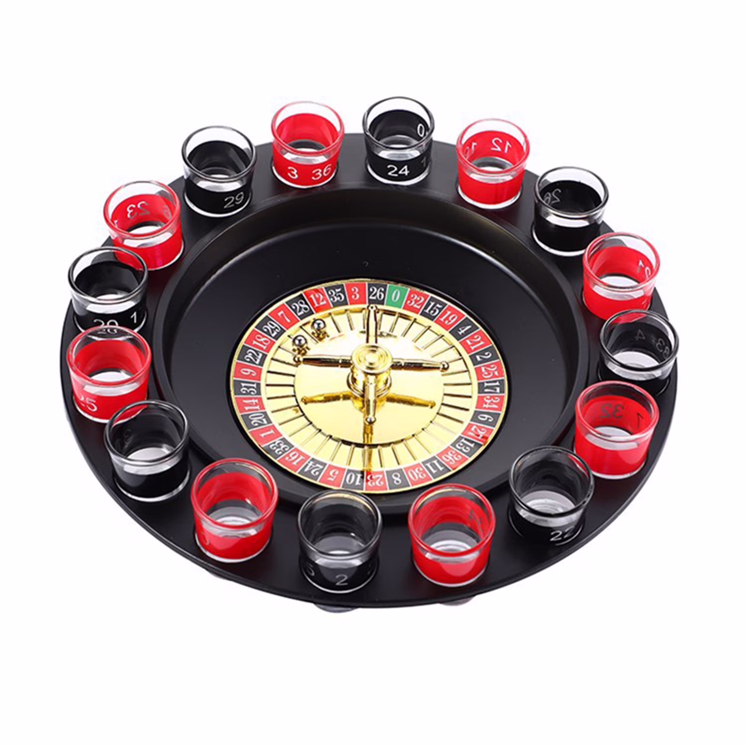Shot Glass Roulette Novelty Gifts Drinking Party Game, 16PCS, Red/Black, The Perfect White Elephant Gifts For Adults Game Night