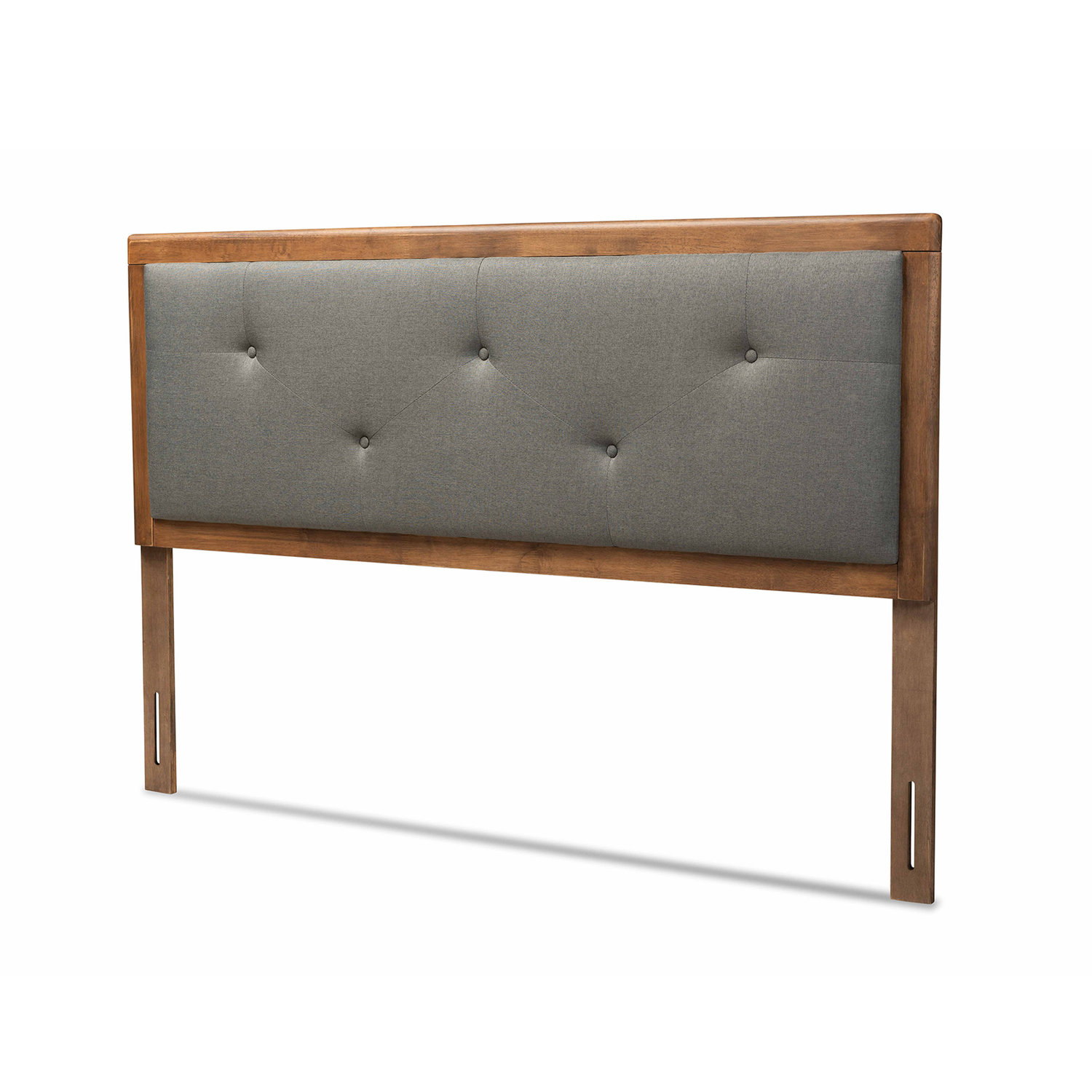 Baxton Studio Abner Dark Gray and Walnut Brown Finished Wood King Size Headboard