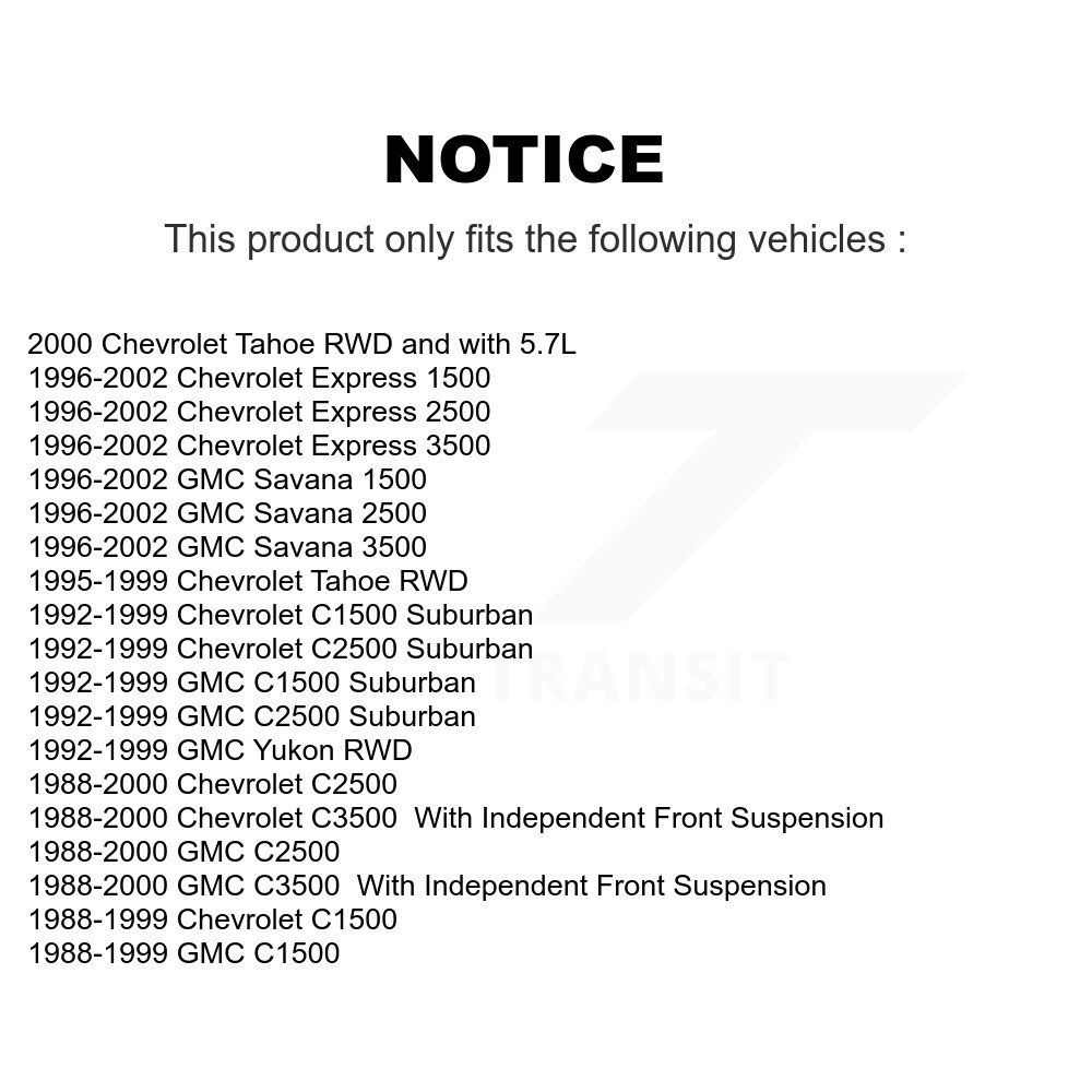 Transit Auto - Front Left (Driver) or Right (Passenger) Steering Tie Rod End & Boot Kit For Chevrolet C1500 GMC Tahoe C2500 C3500 Express 3500 Suburban Yukon 1500 2500 Savana KTB-100368