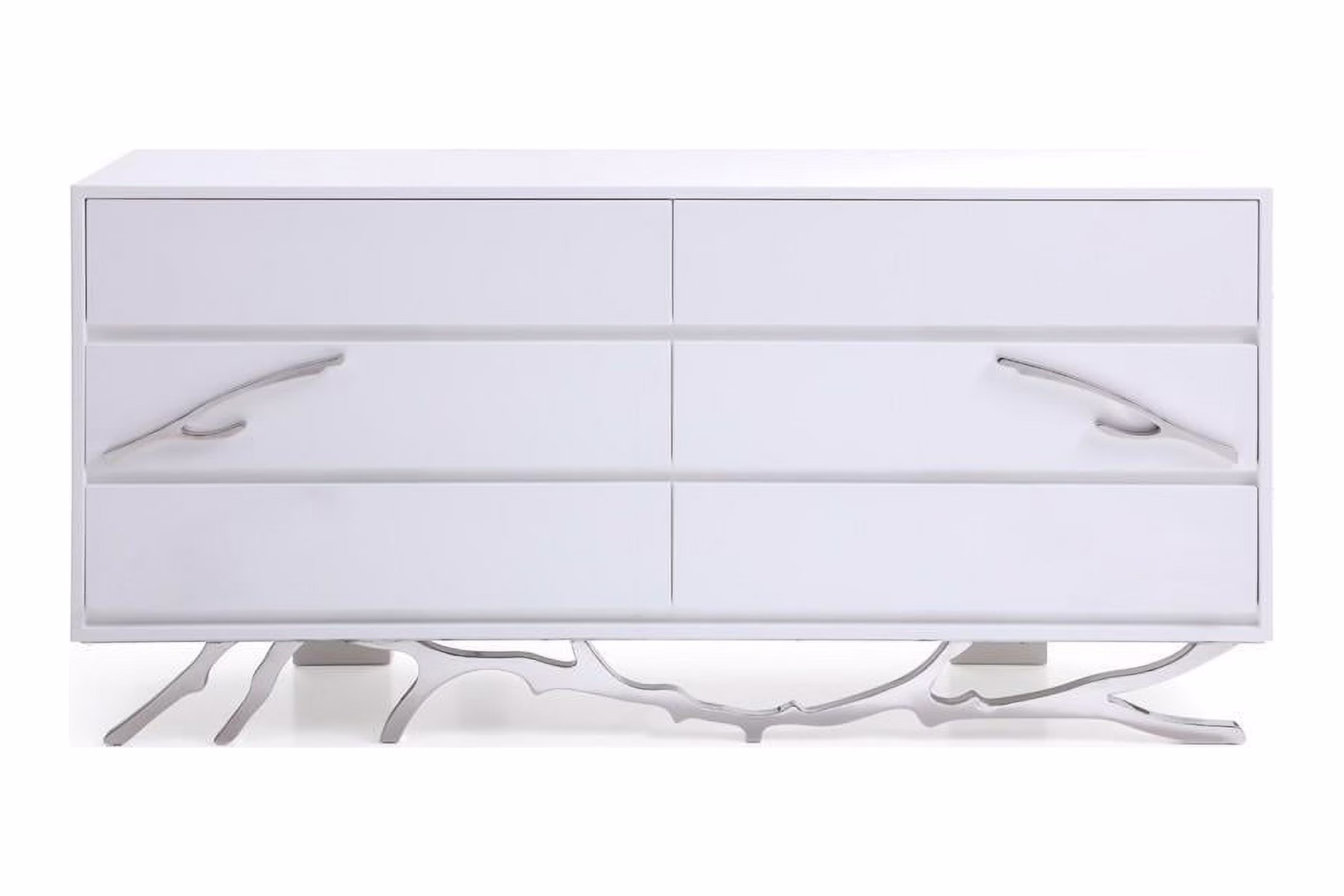 Modern White High Gloss Finish & Chrome Dresser VIG Modrest Legend