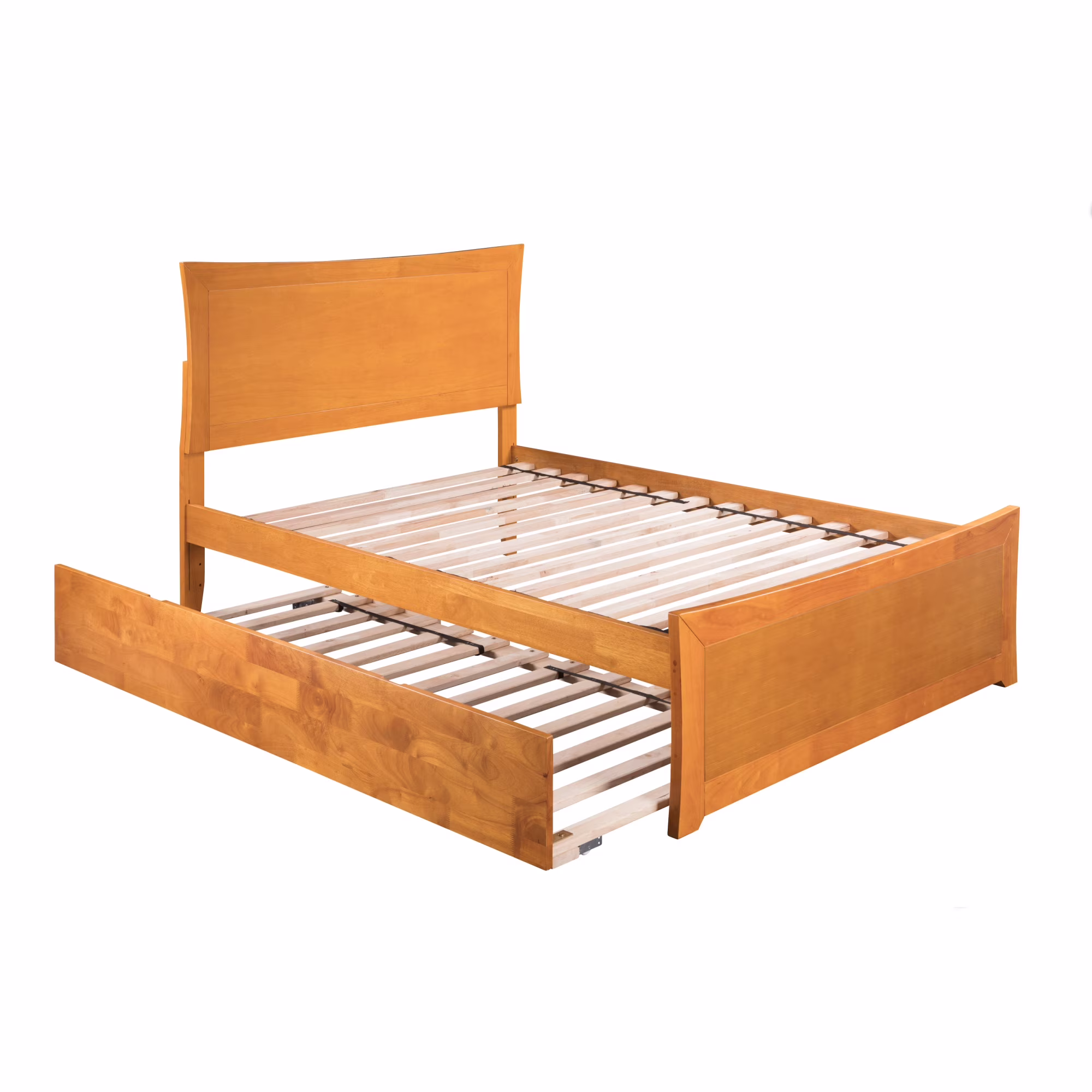 AFI Metro Full Size Solid Wood Platform Bed with Matching Footboard and Full Size Trundle in Caramel Latte
