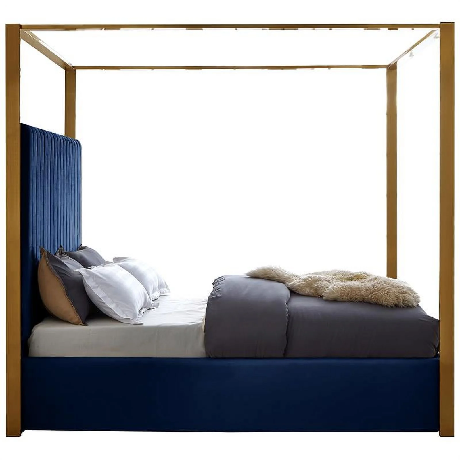 Meridian Furniture Jones Navy Velvet King Bed