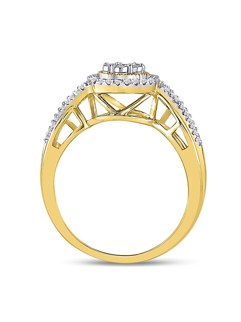 10kt Yellow Gold Womens Round Diamond Flower Cluster Ring 1/6 Cttw