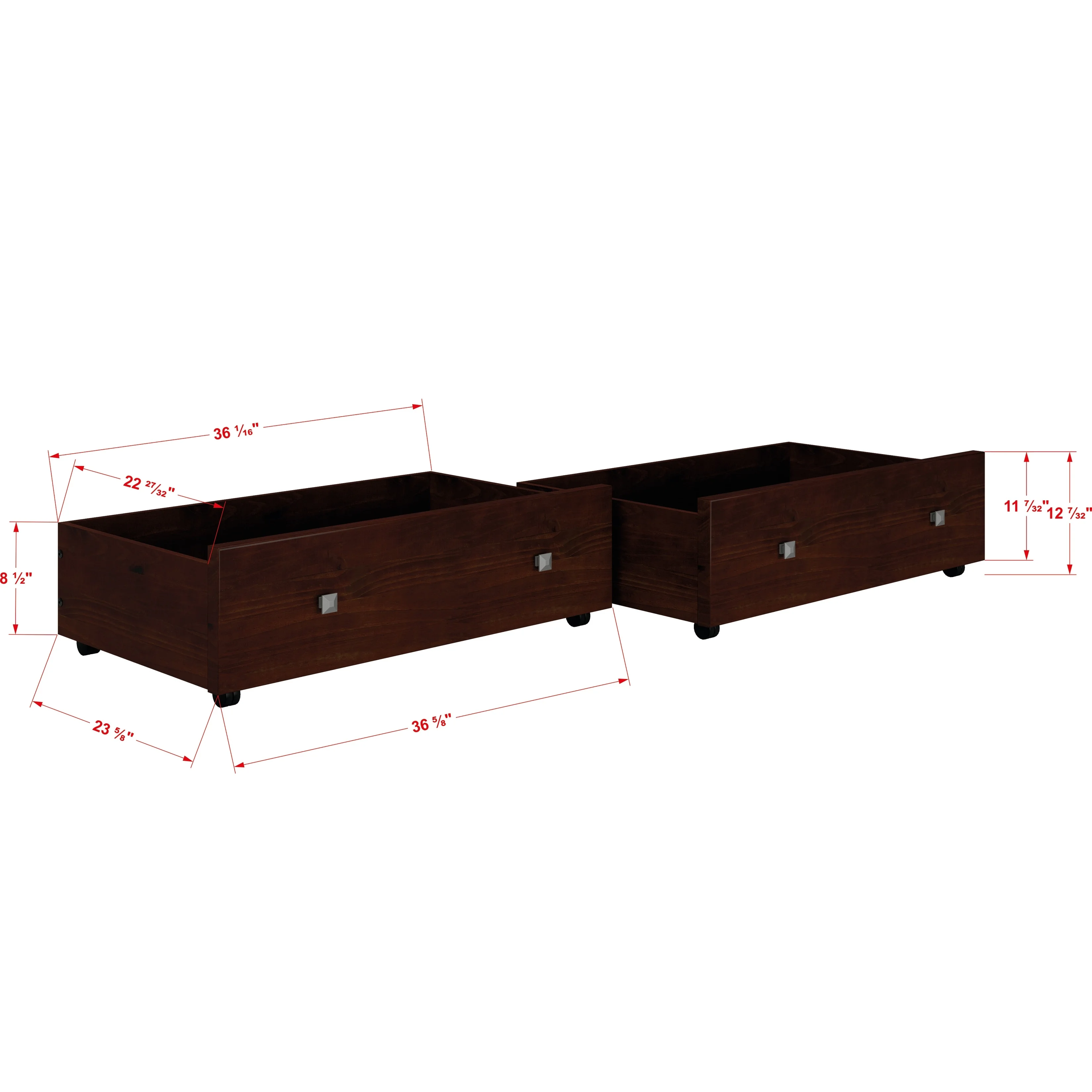 Pivot Direct PD-575FCP-505CP Full Size Econo Bed with Dual Under Bed Drawers in Dark Cappuccino