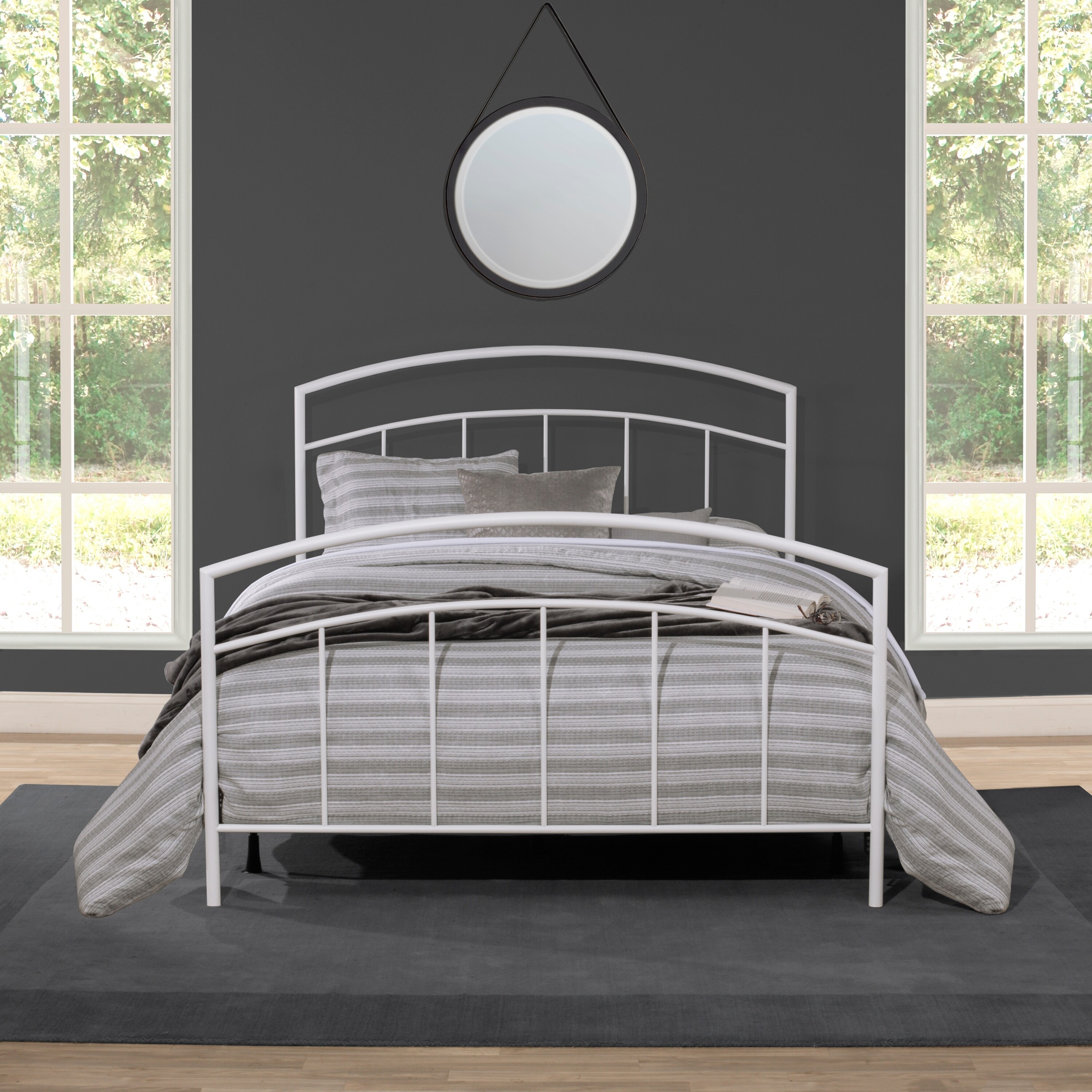 Hillsdale  Julien Textured White Metal Spindle Headboard and Footboard 46H x 62.75W x 1.25D
