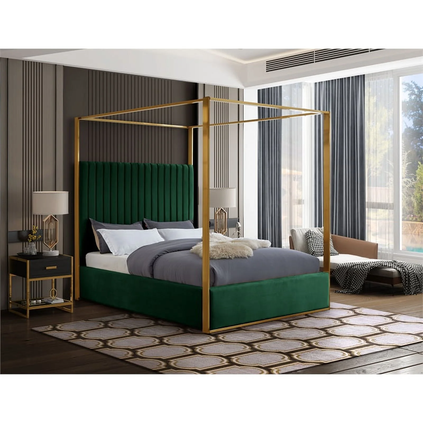 Meridian Furniture Jones Green Velvet King Bed