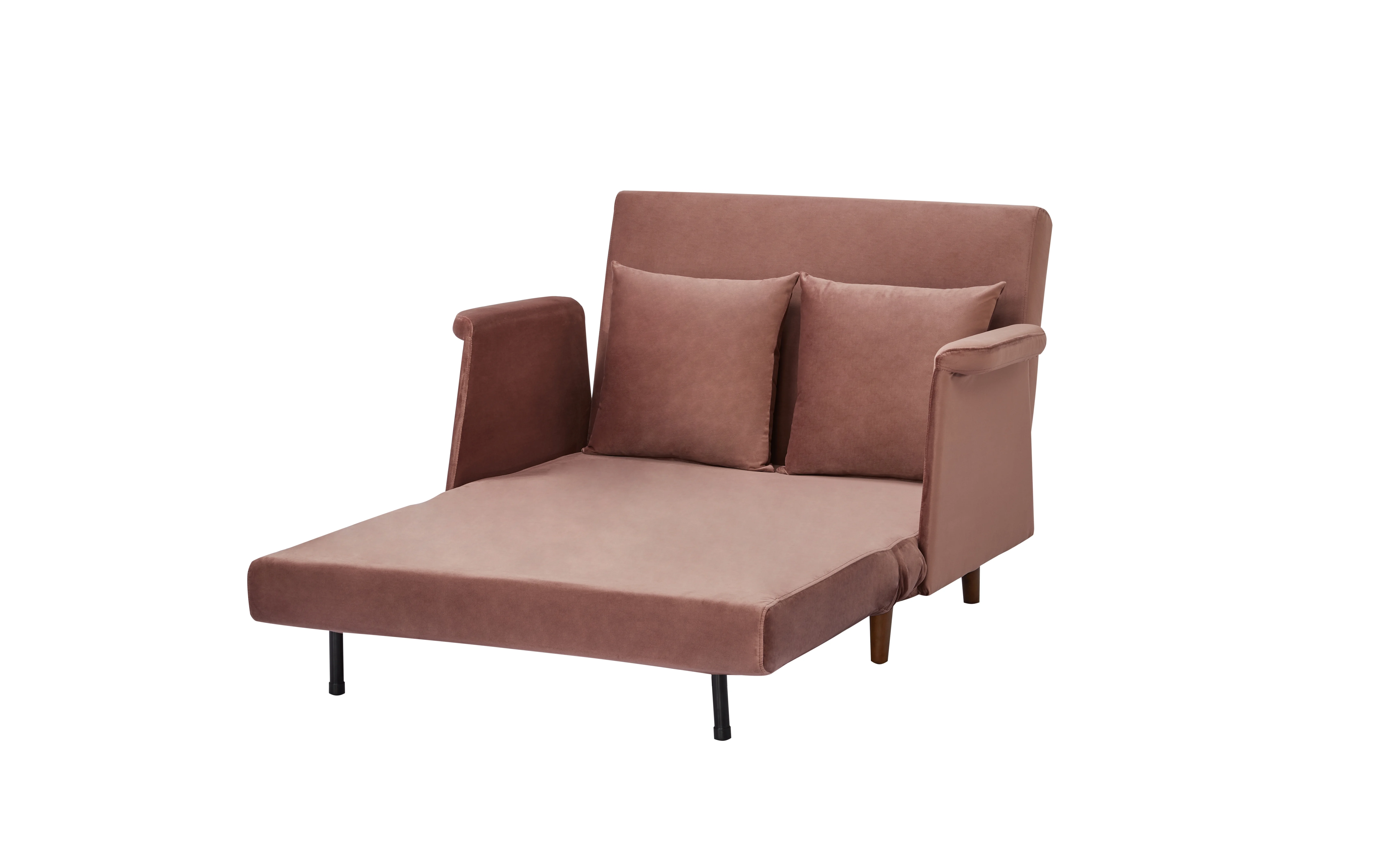 Artdeco Home Boston Velvet Convertible Loveseat Chair Bed, Pink Blush