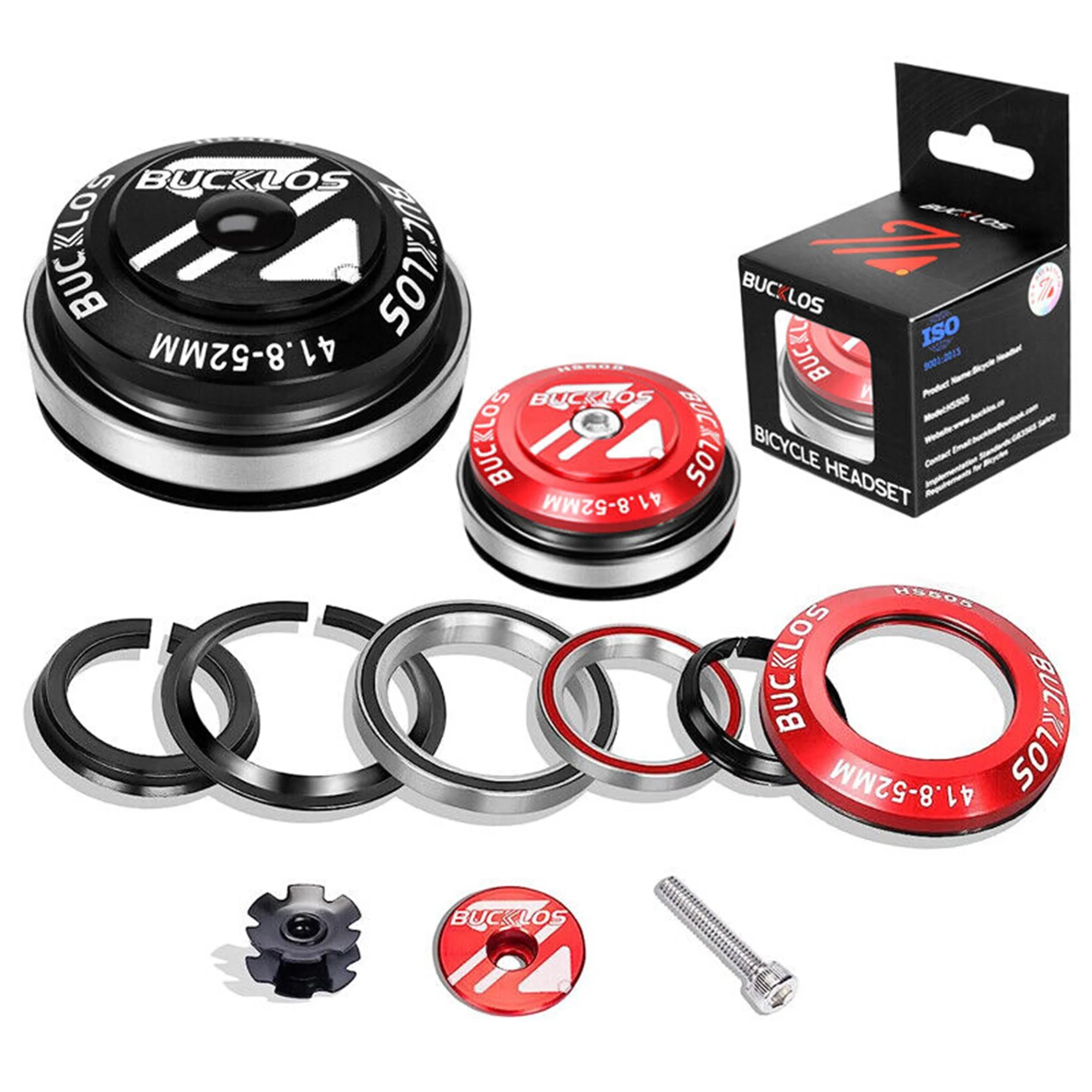 BUCKLOS MTB Bike Headset 34/44/50.6/52/55/56mm for 1-1/8