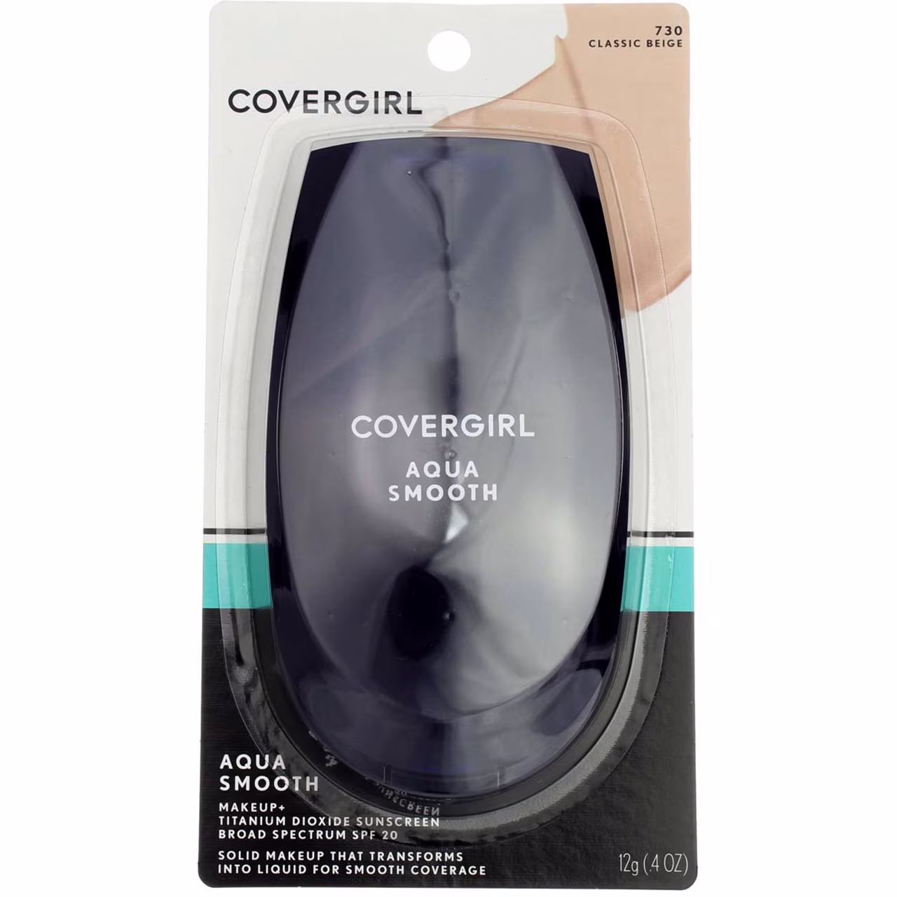 CoverGirl Smoothers AquaSmooth Compact Foundation, Classic Beige [730] 0.40 oz (Pack of 4)