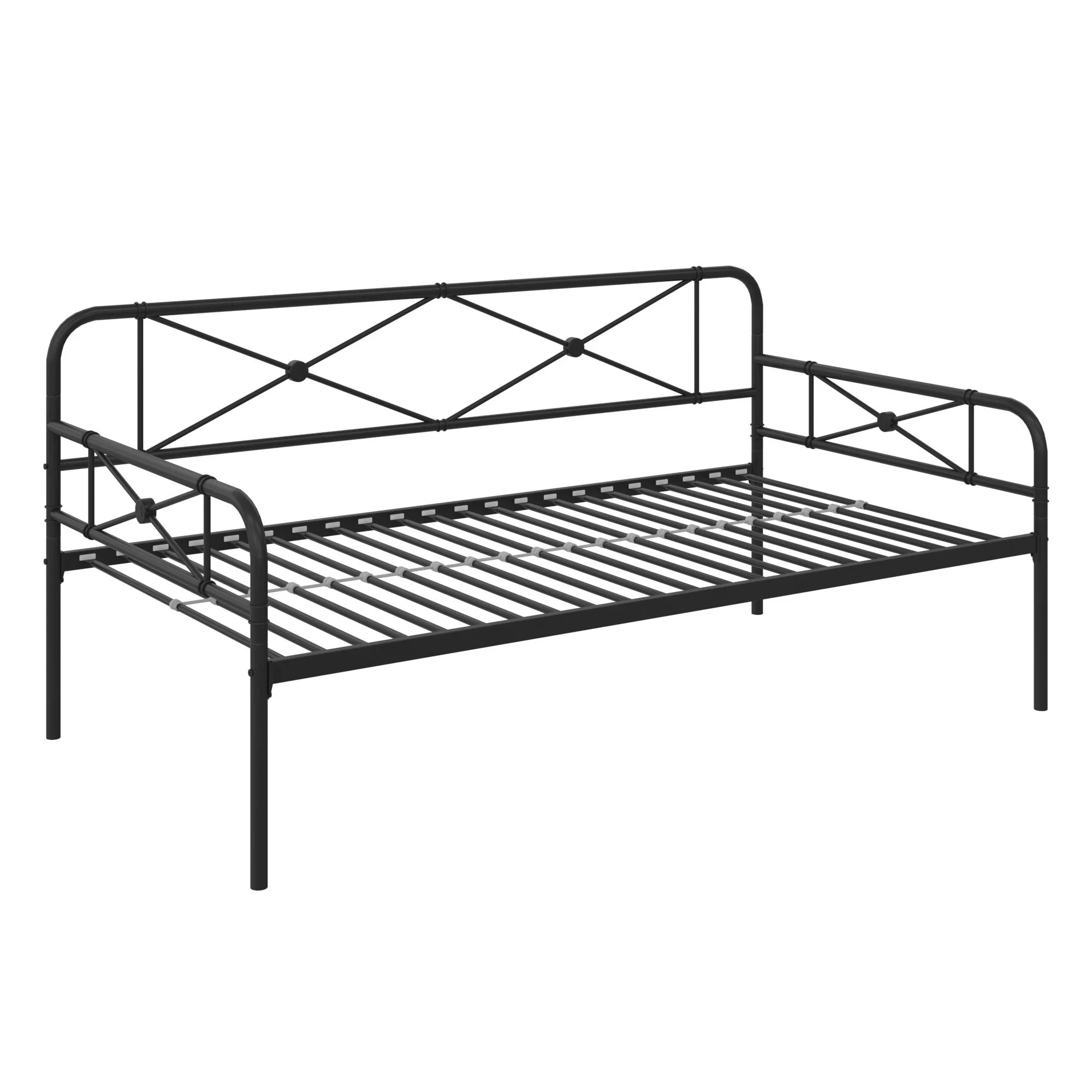 RealRooms Allysa Metal Daybed, Strong Steel Slats and Frame, Twin, Black