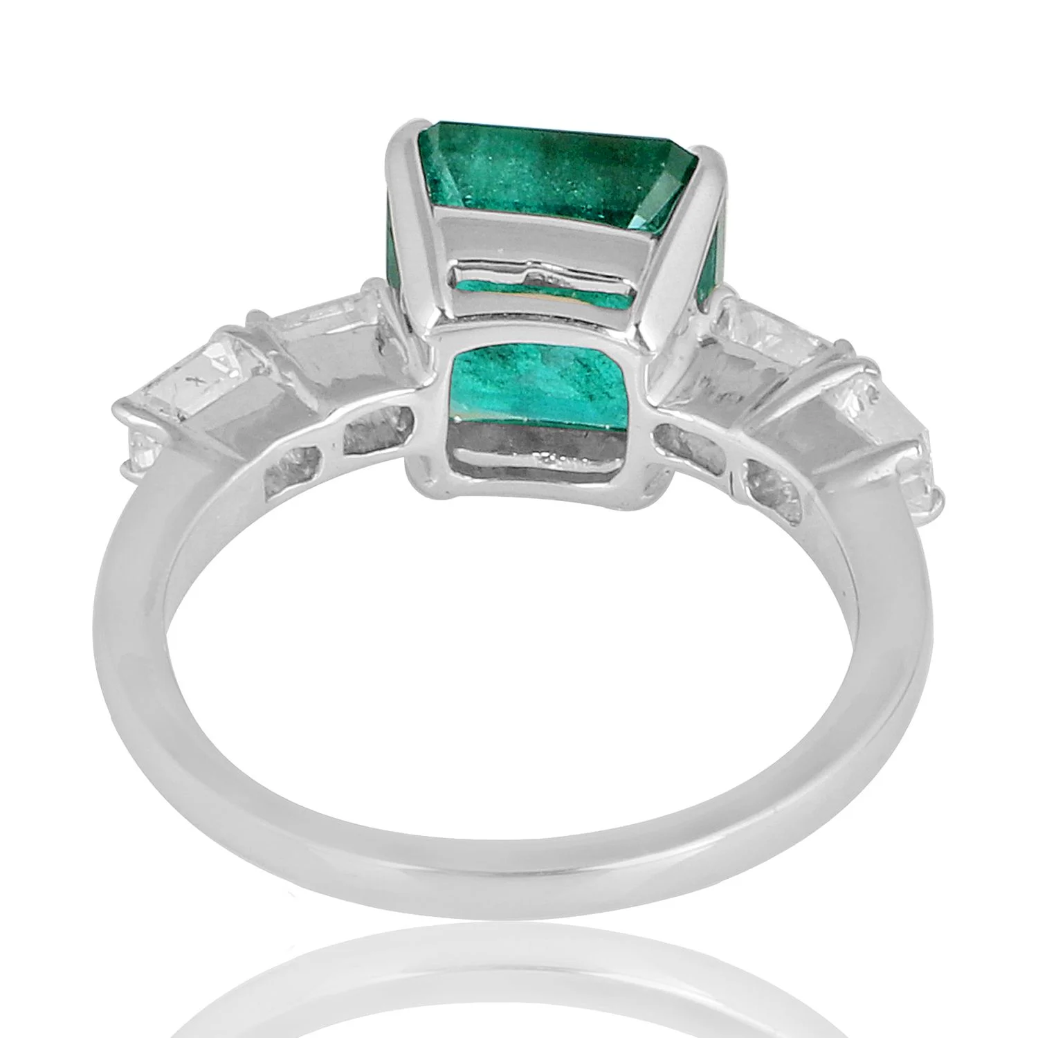 4.70 Ct. Emerald Gemstone Cocktail Ring Diamond 18k White Gold Handmade Jewelry