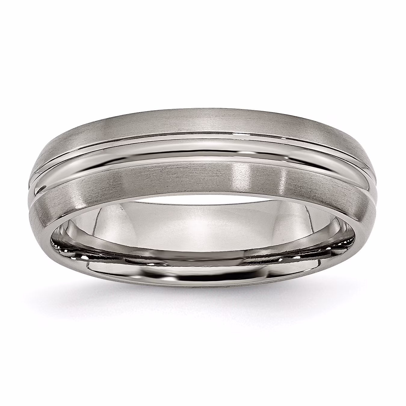 Carat In Karats Titanium Brushed Center 6mm Grooved Band Size 12.5 - Unisex Ring