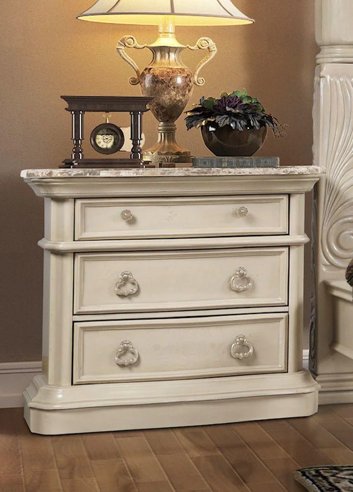 Antique White Solid Hardwood Queen Canopy Bedroom Set 4Pc McFerran B6006 Classic