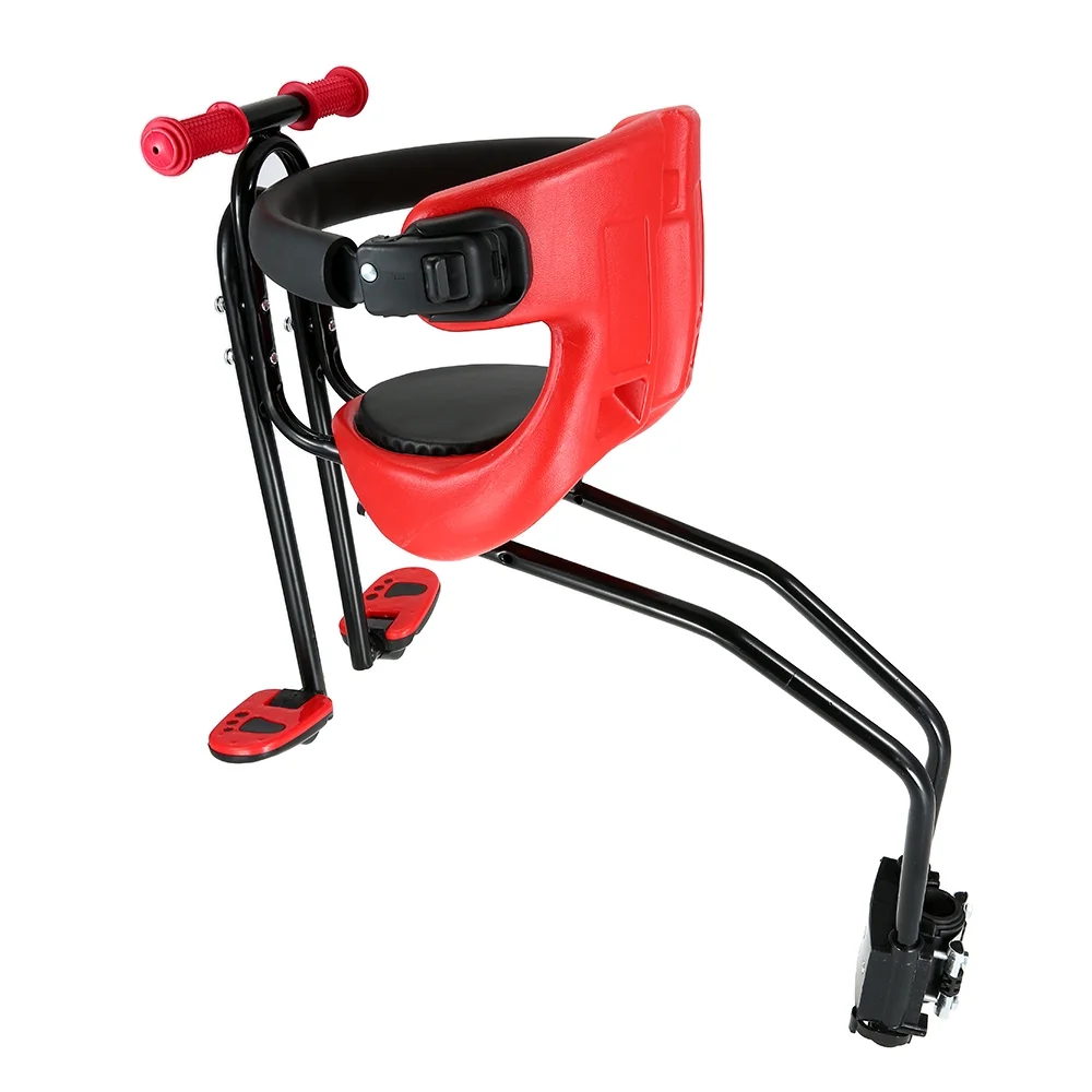 Andoer Child Safety Carrier Front Seat Saddle Cushion with Back Rest Foot Pedals