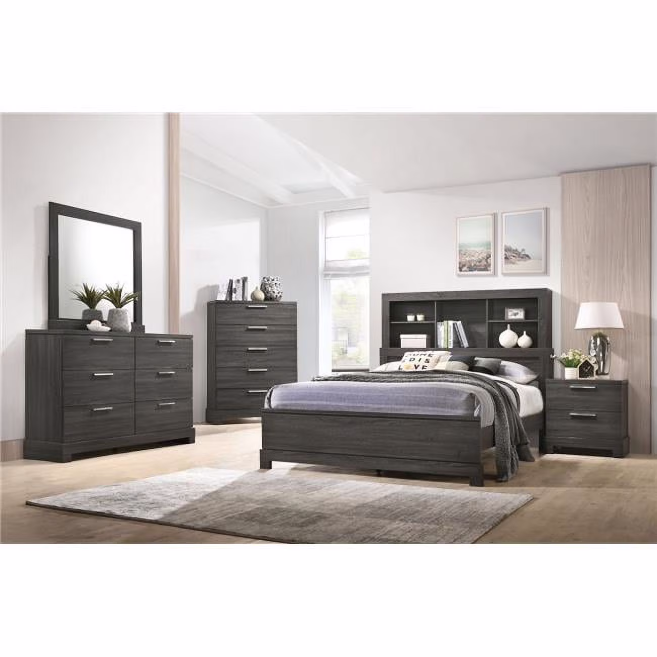 ACME  Lantha Queen Size Bed with Storage - Gray Oak - 2 Piece