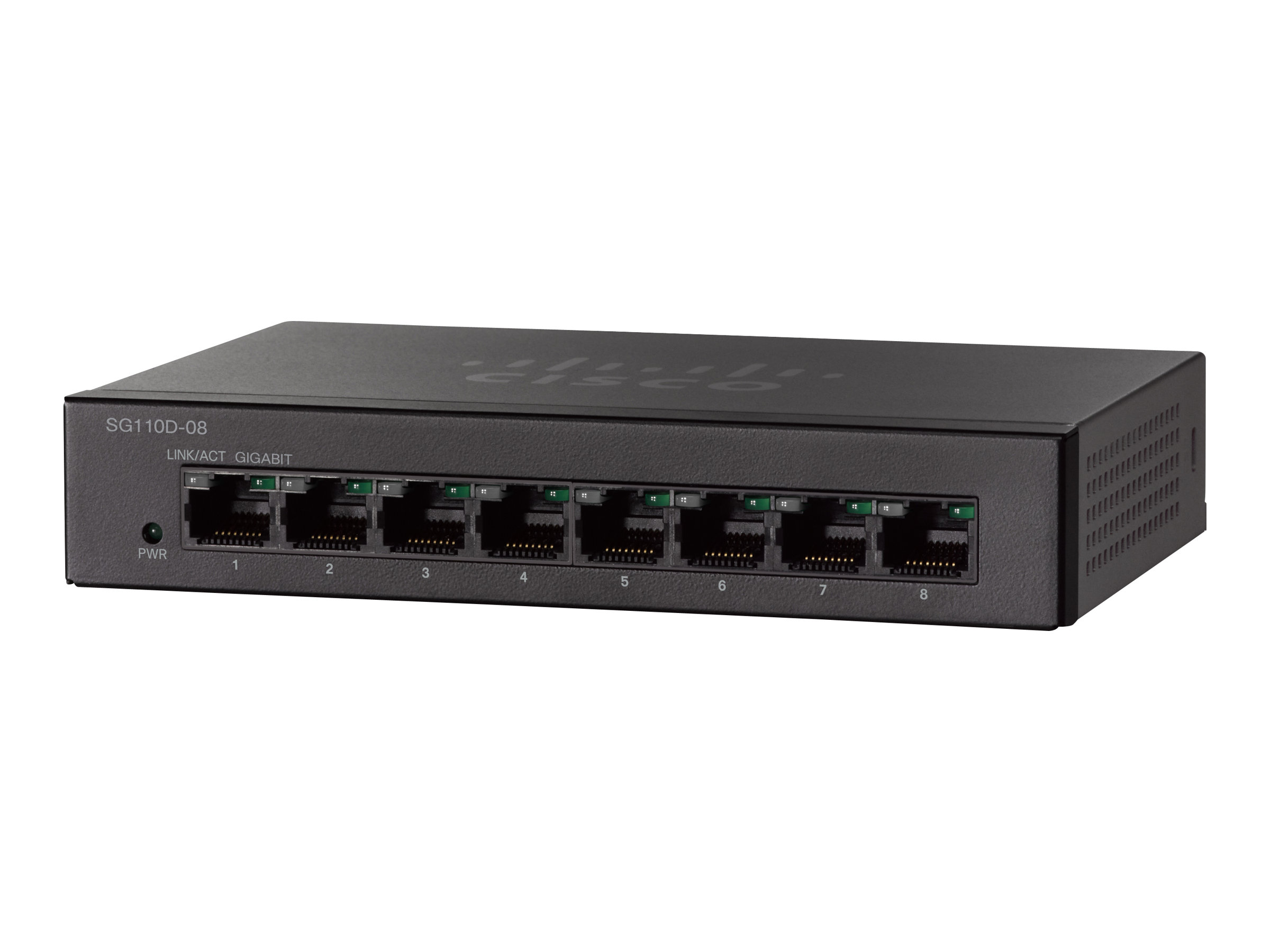 Cisco Small Business SG110D-08 - Switch - unmanaged - 8 x 10/100/1000 - desktop, wall-mountable - DC power